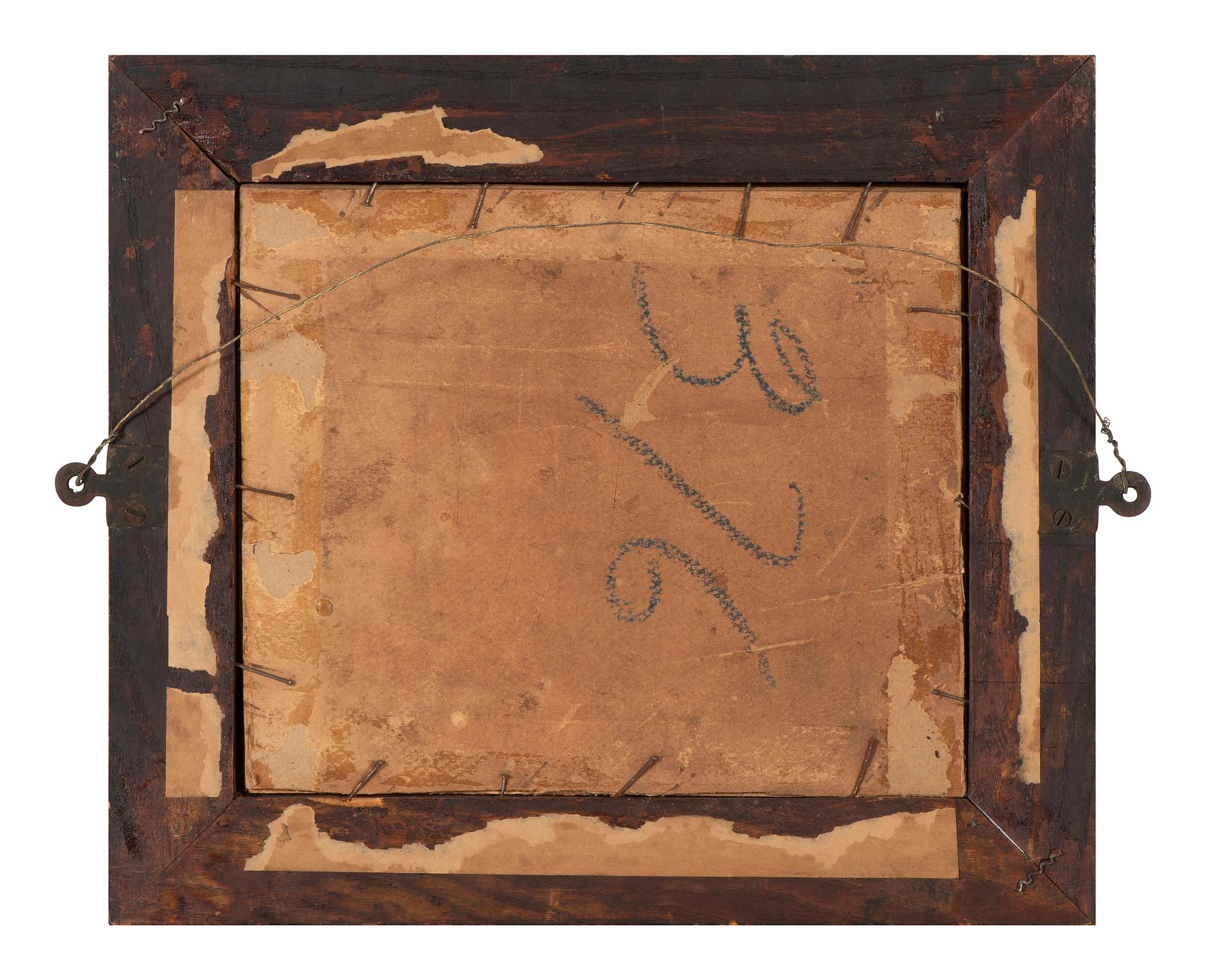 A Folk Art Carved and Painted Wood Frame