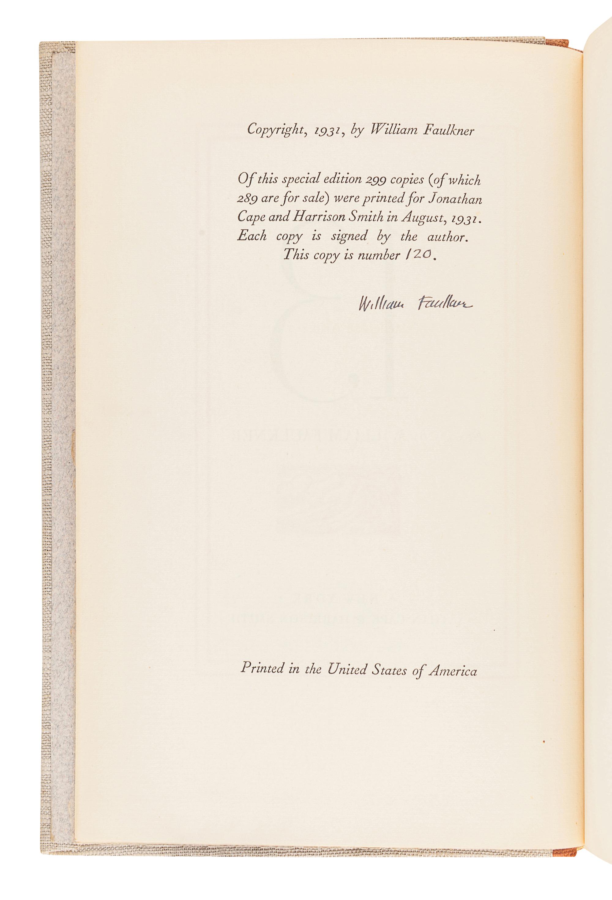 FAULKNER, William (1897-1962). These 13 . New York: Jonathan Cape and Harrison Smith, 1931.