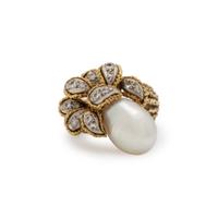 CULTURED PEARL AND DIAMOND RING