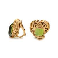 VERDURA, YELLOW GOLD, PERIDOT AND YELLOW DIAMOND EARCLIPS