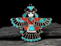 Silver and Channel Inlay Knifewing Pin/Brooch