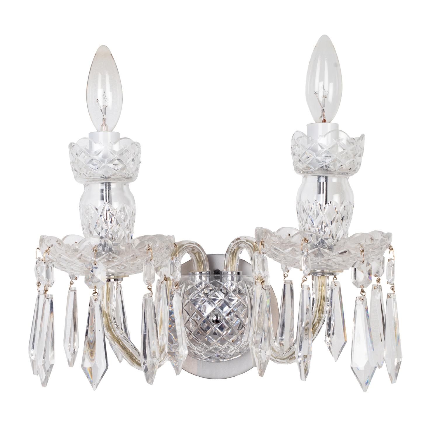A Pair of Waterford Cut-Glass Sconces — 20TH CENTURY