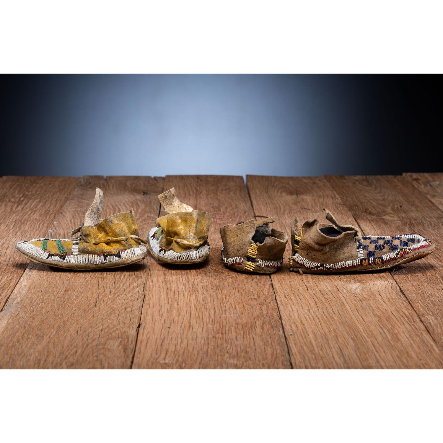 Cheyenne Child's Beaded Hide Moccasins