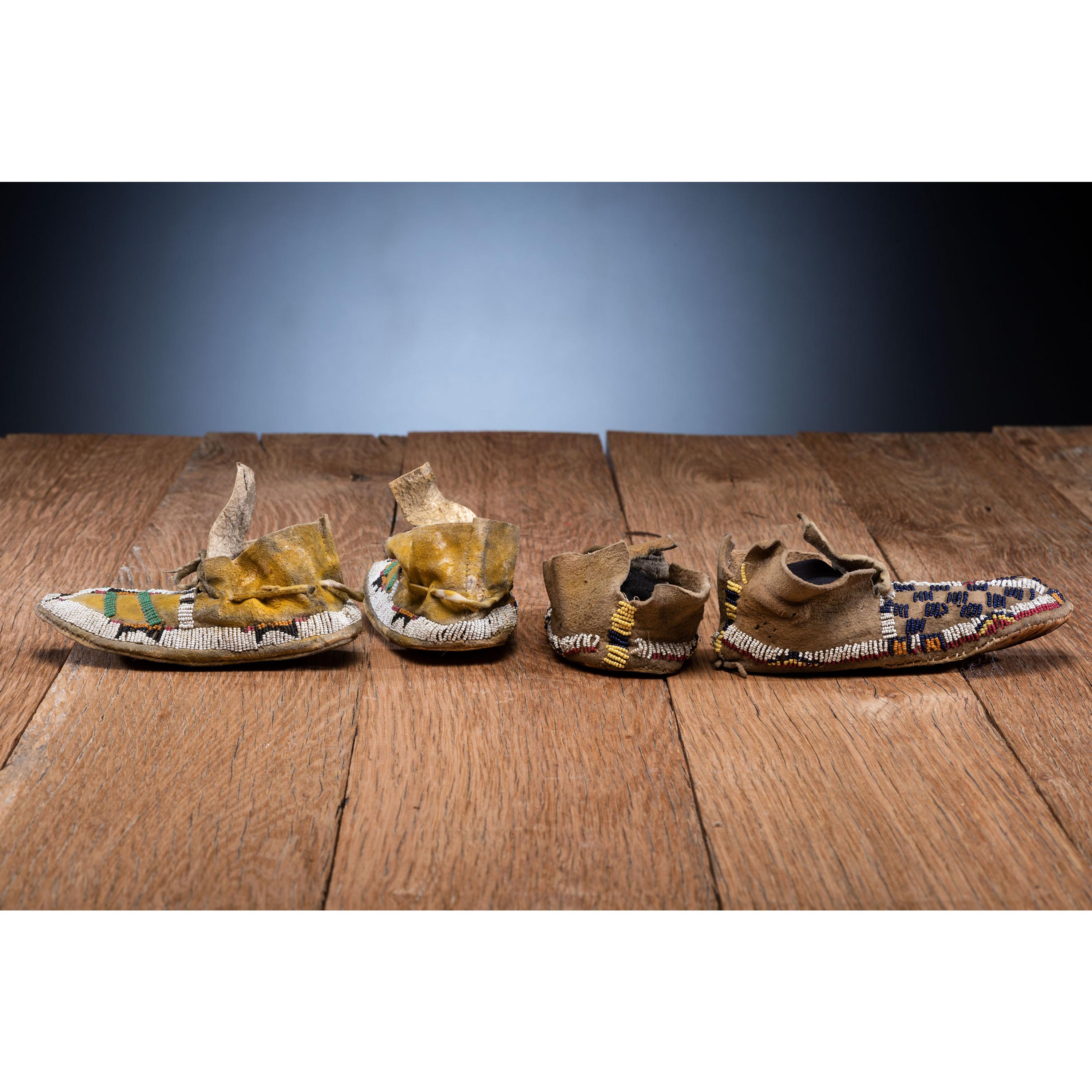 Cheyenne Child's Beaded Hide Moccasins