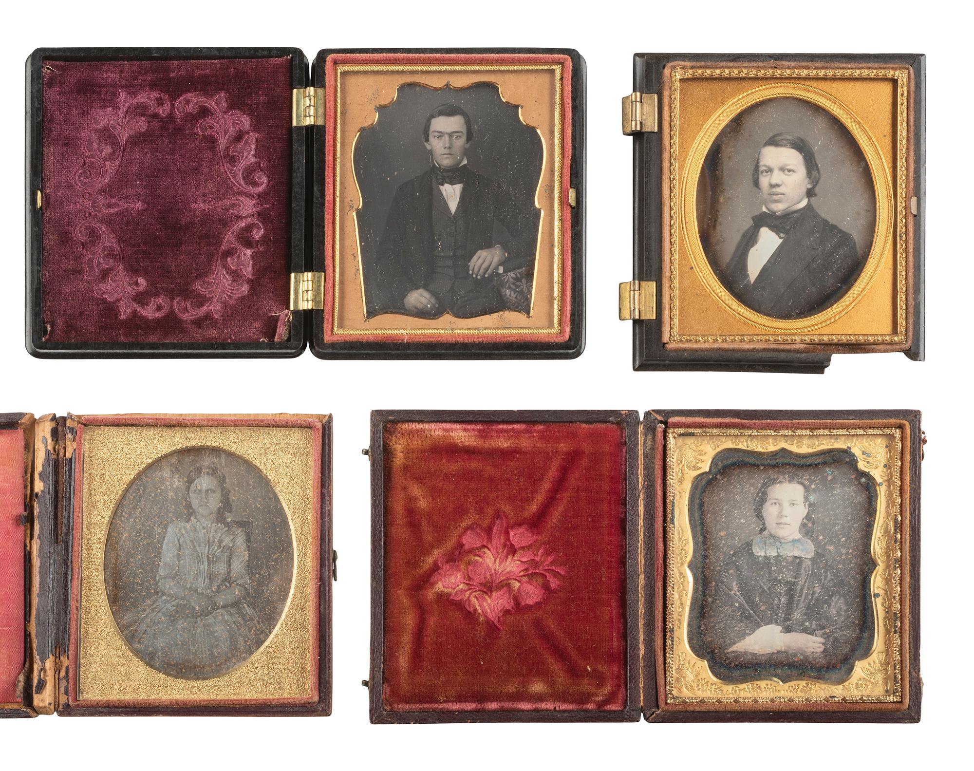 [EARLY PHOTOGRAPHY]. 18 sixth plate daguerreotypes of adolescent males and females.