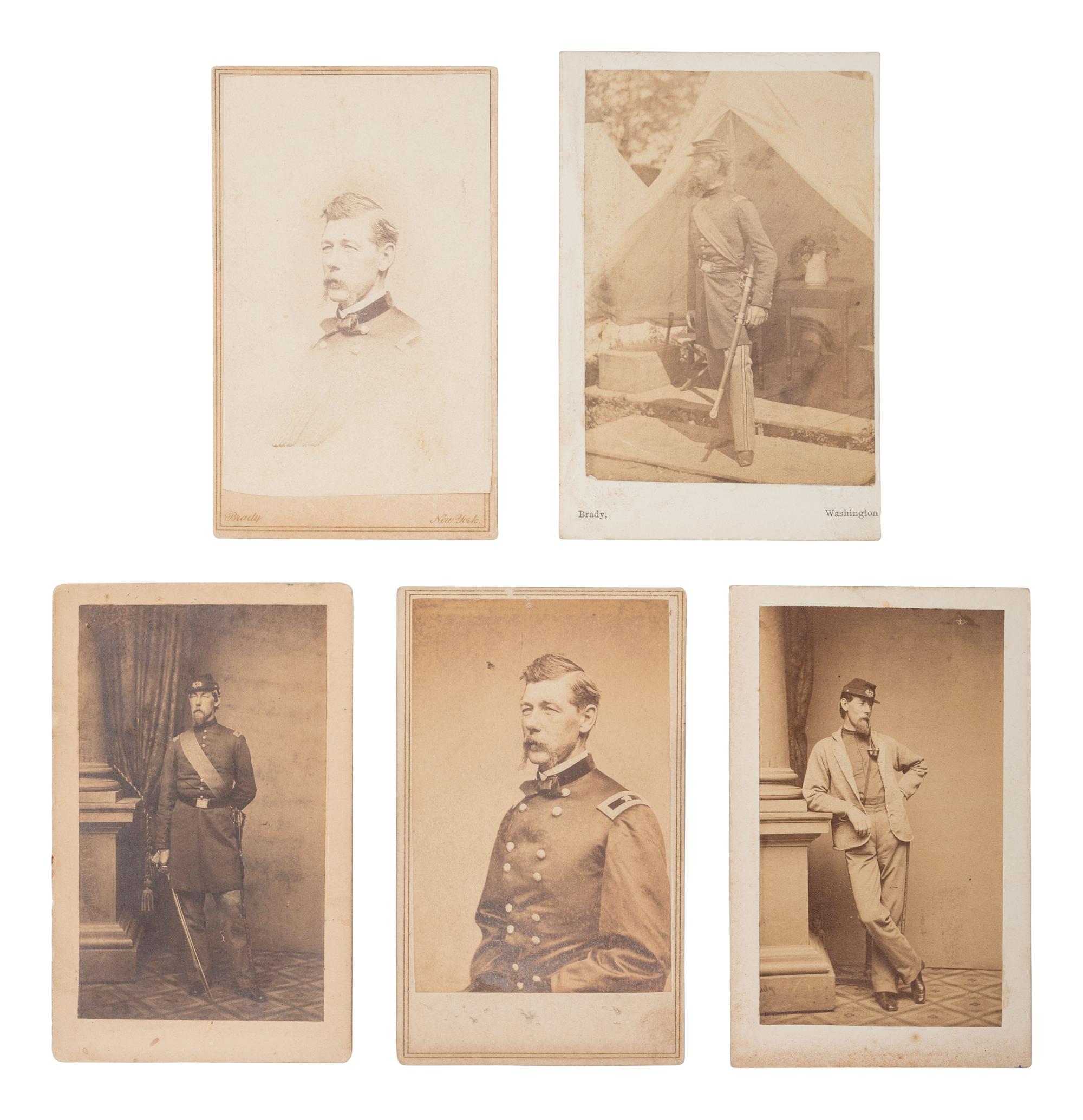 [CIVIL WAR]. A group of 5 CDVs of MOH recipient, Alexander Shaler, 7th NY State Militia and 65th NY Infantry, incl. signed image.