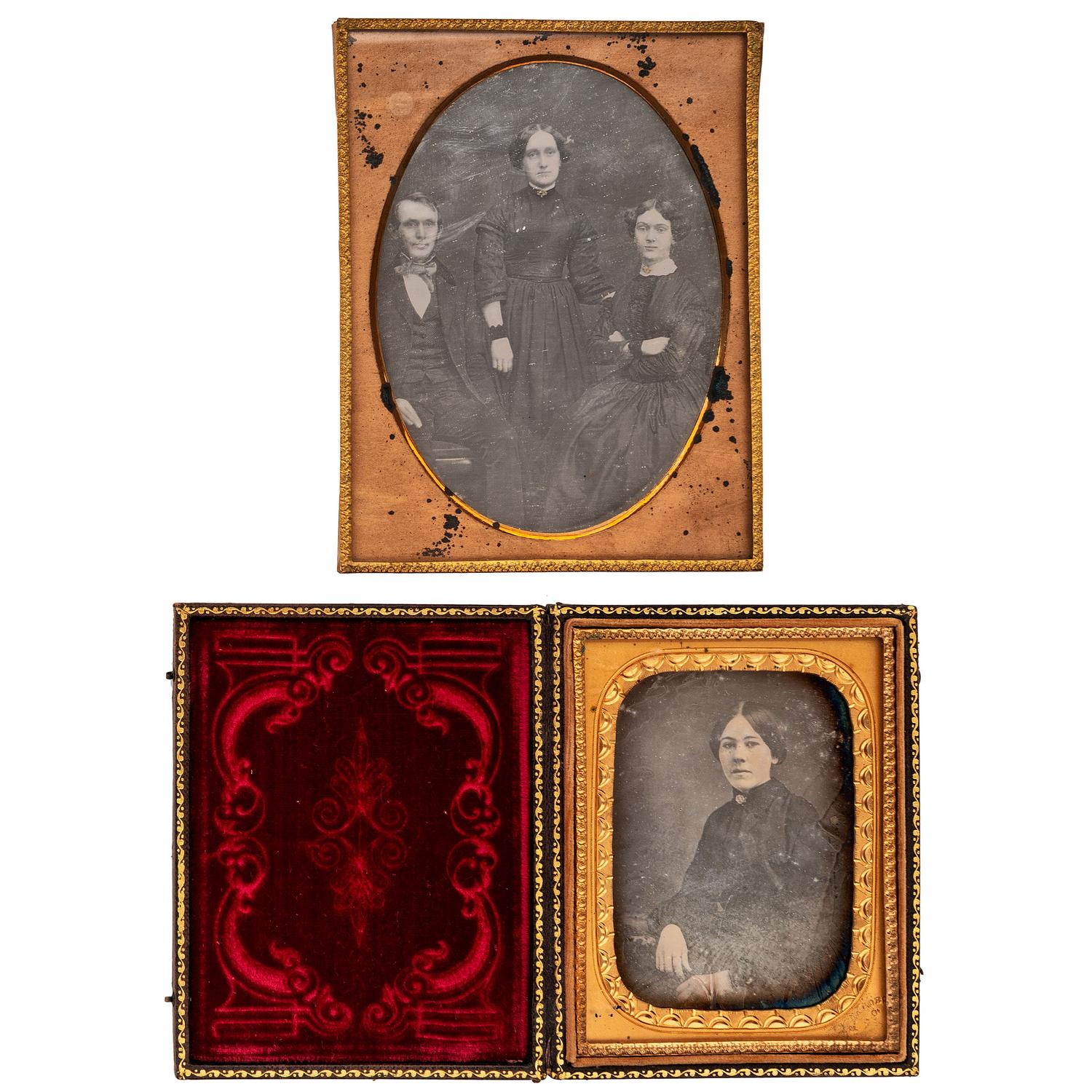 [EARLY PHOTOGRAPHY - PORTRAITURE]. Large collection of daguerreotype, ambrotype, and tintype portraits of men, women, and children, including: