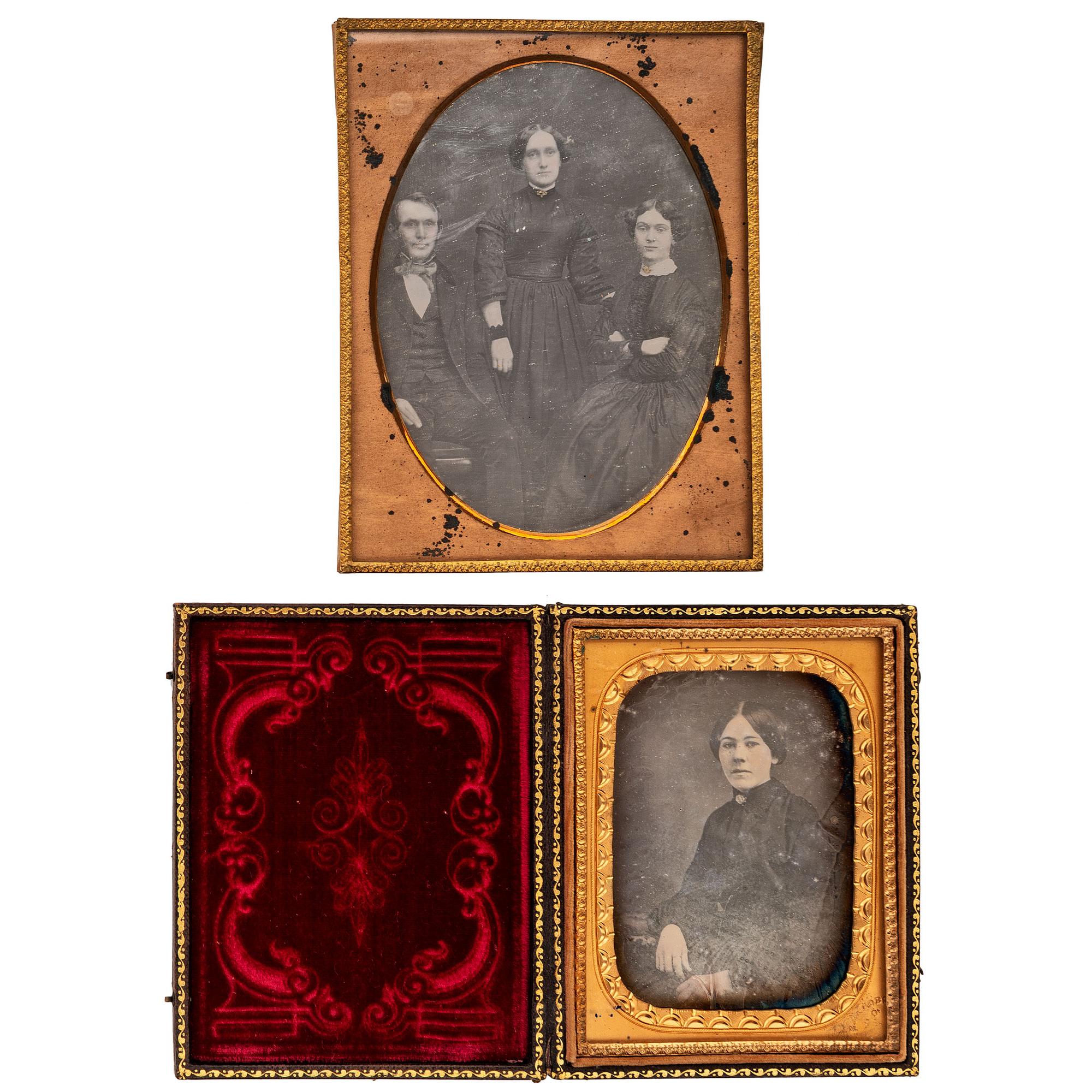 [EARLY PHOTOGRAPHY - PORTRAITURE]. Large collection of daguerreotype, ambrotype, and tintype portraits of men, women, and children, including: