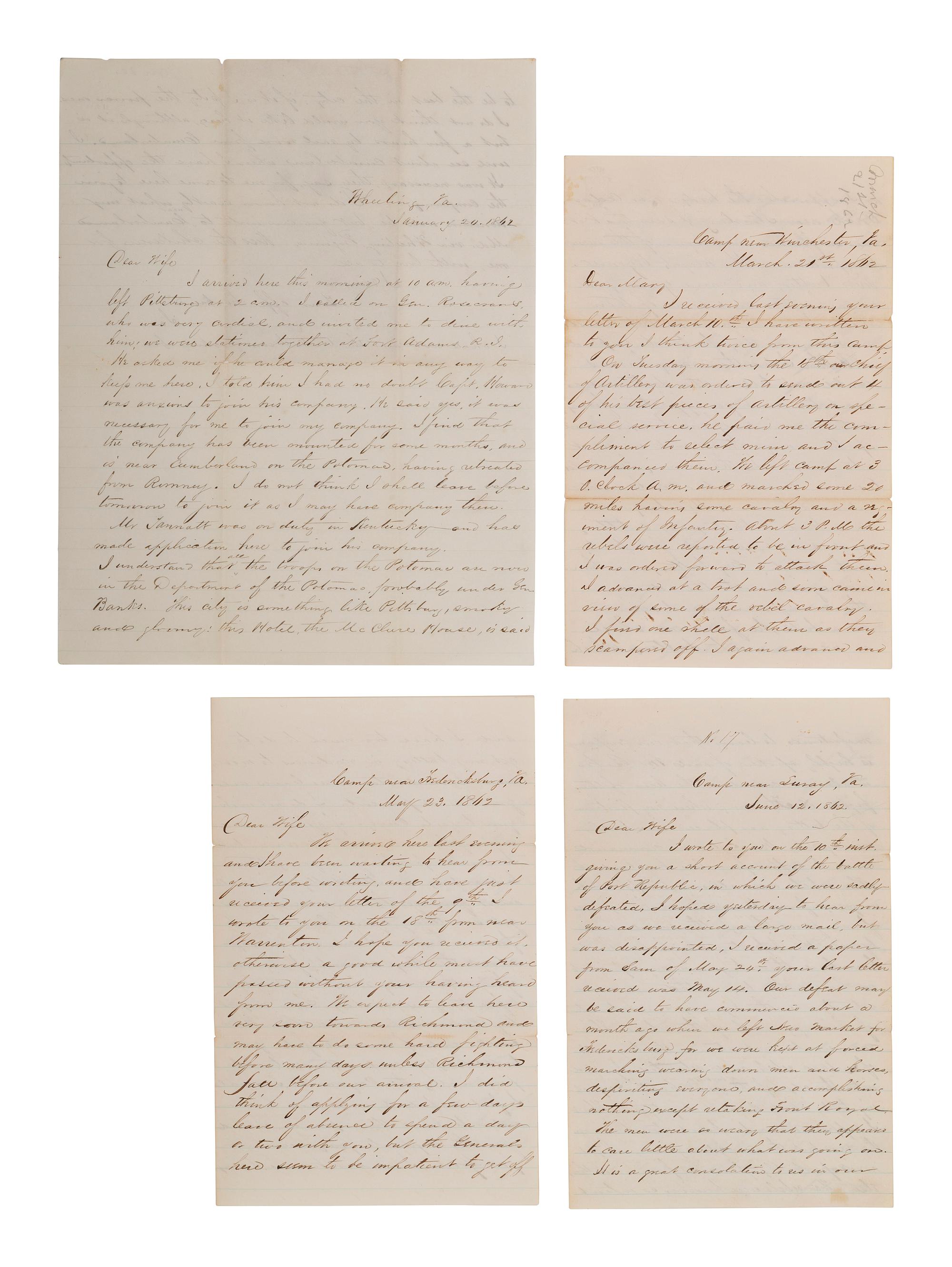 [WESTERN AMERICANA -- CIVIL WAR -- LINCOLN]. Papers of Captain Joseph Claypoole Clark, 4th US Light Artillery, Battery E, WIA Antietam, including frontier and Civil War correspondence, photography, and appointment signed by Lincoln as President.