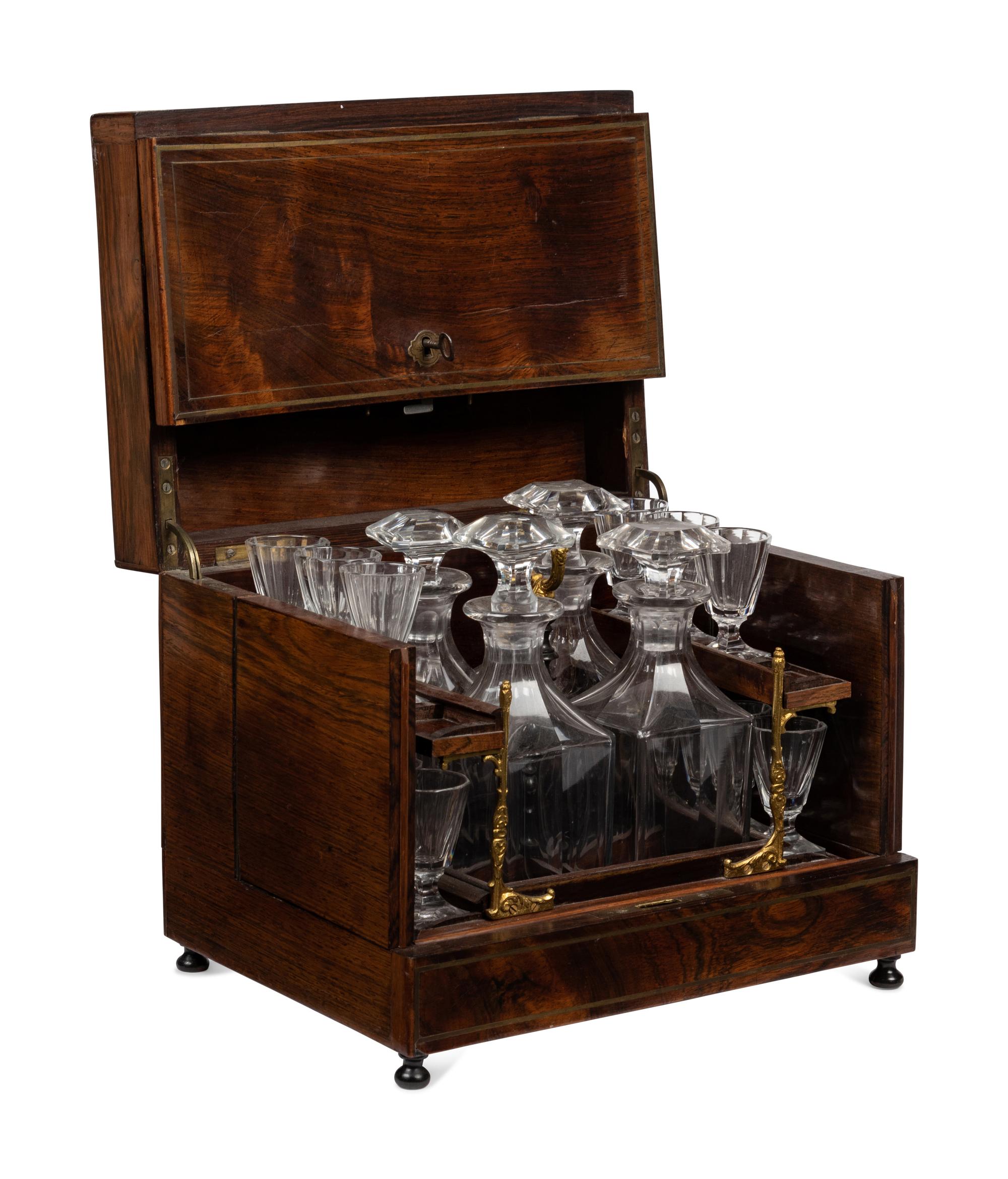 A French Mahogany and Brass Mounted Cave à Liqueur