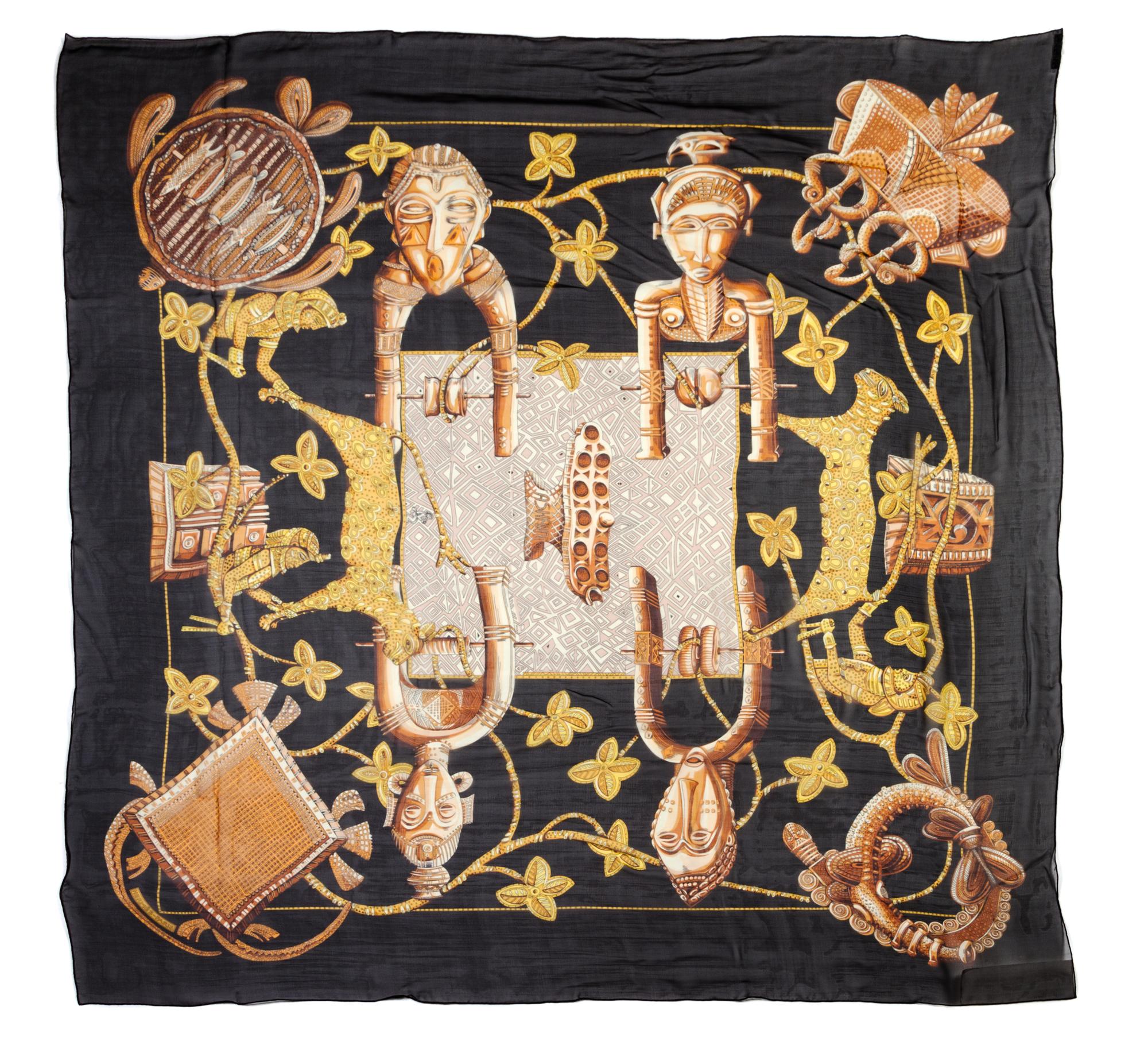 An Hermes Silk Chiffon Scarf, 55 x 52 inches.