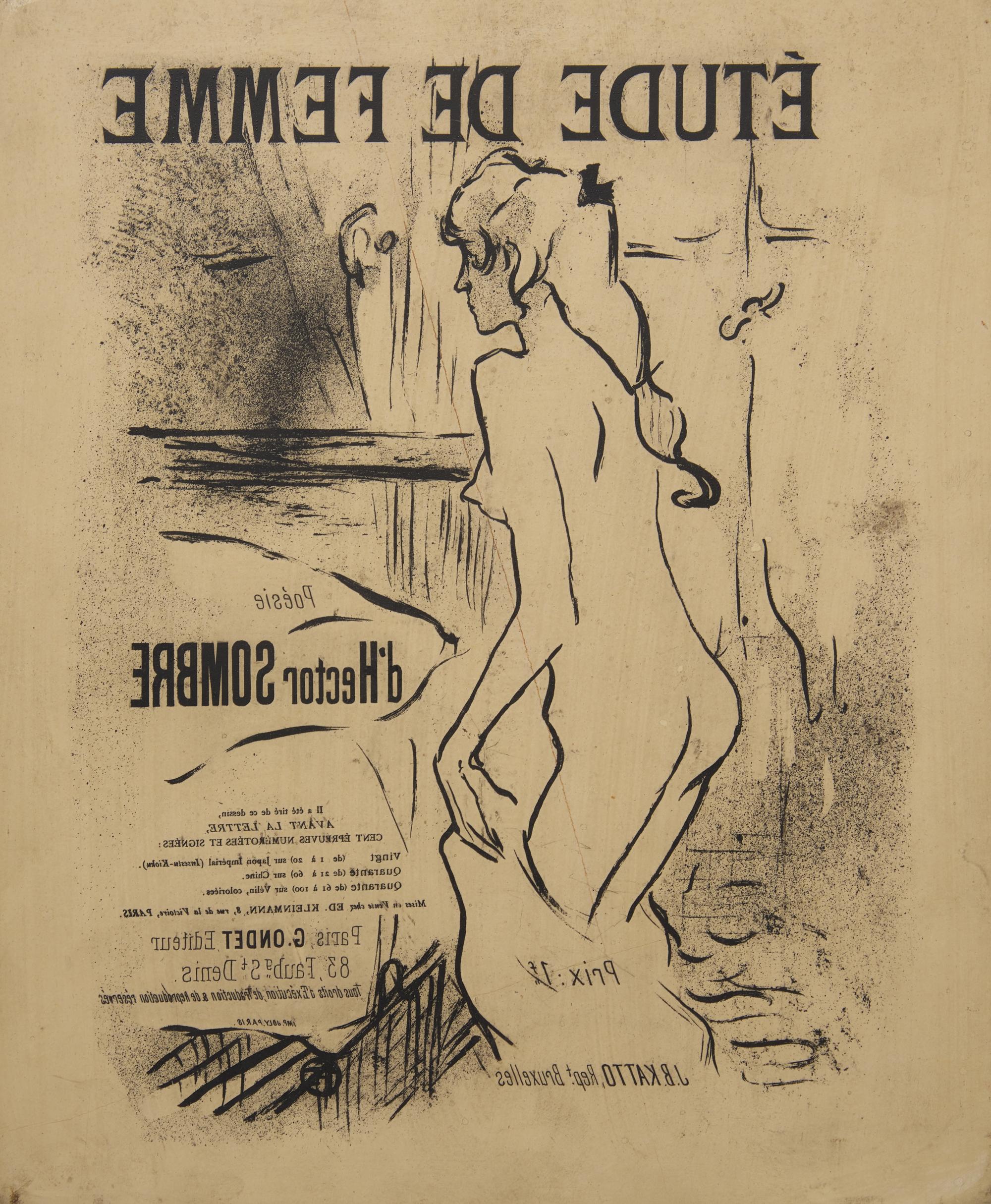 Henri de Toulouse-Lautrec (French, 1864–1901) — Original Lithographic Stone for Étude de Femme, 1893