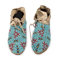 Northern Plains Beaded Hide Moccasins