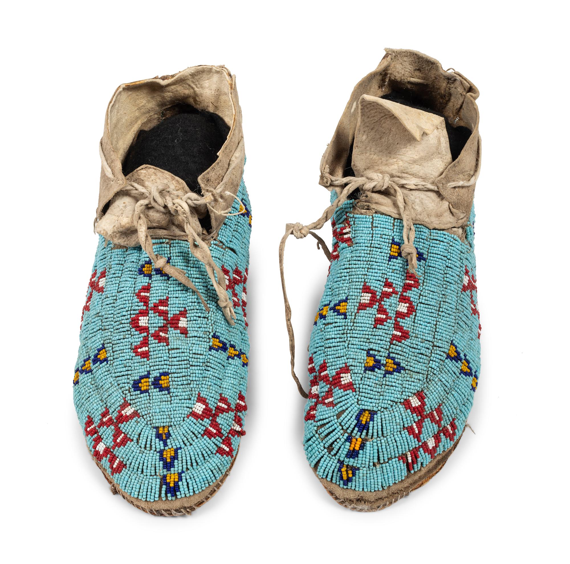 Northern Plains Beaded Hide Moccasins