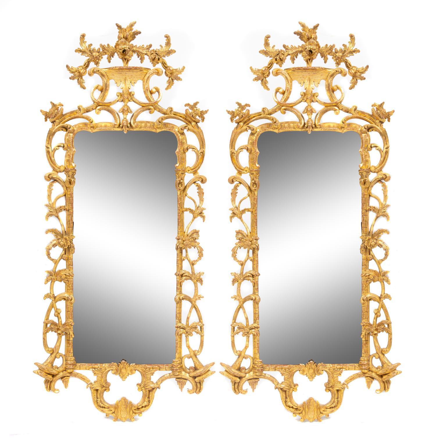 A Pair of George III Carved Giltwood Pier Mirrors