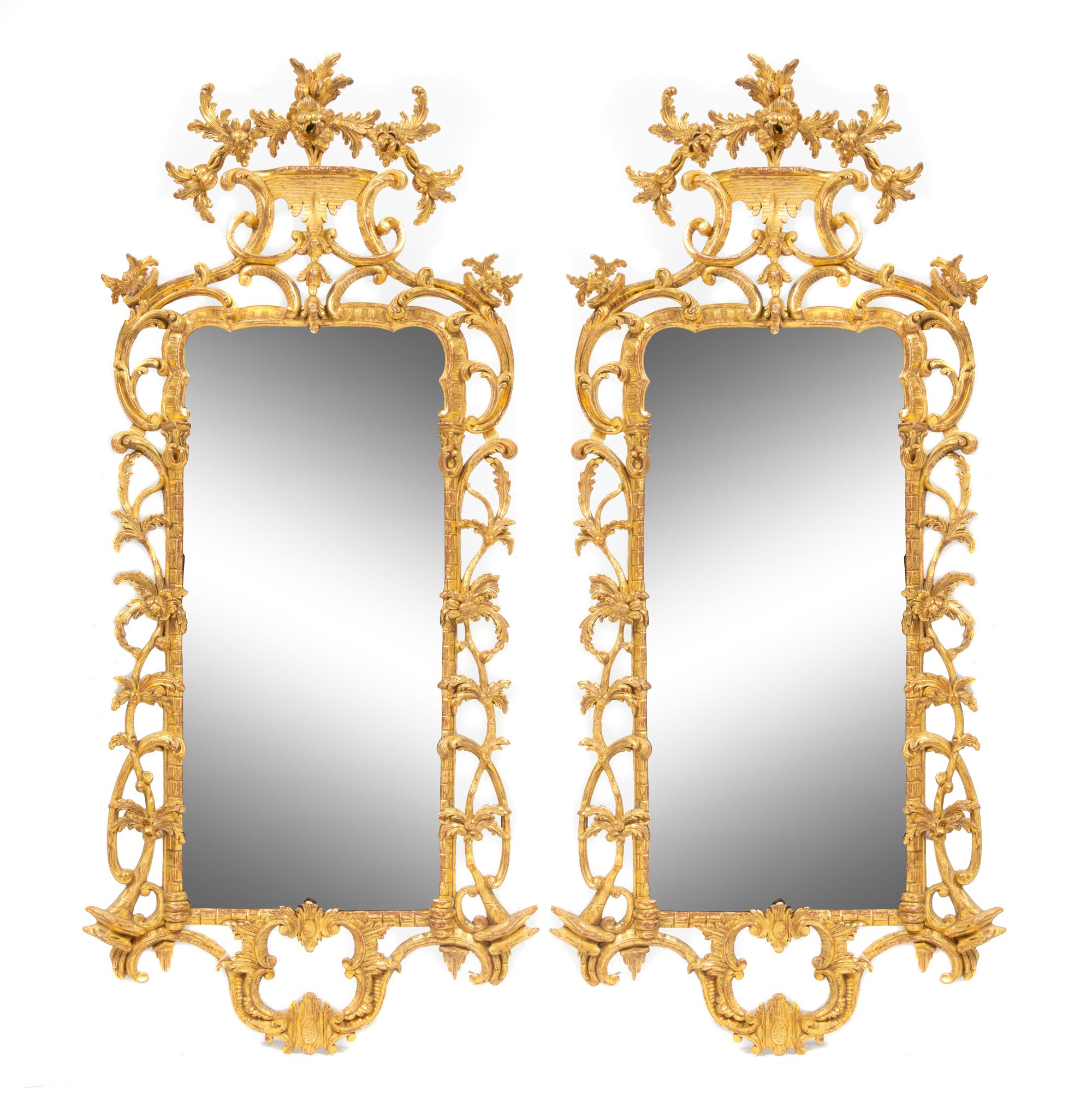 A Pair of George III Carved Giltwood Pier Mirrors