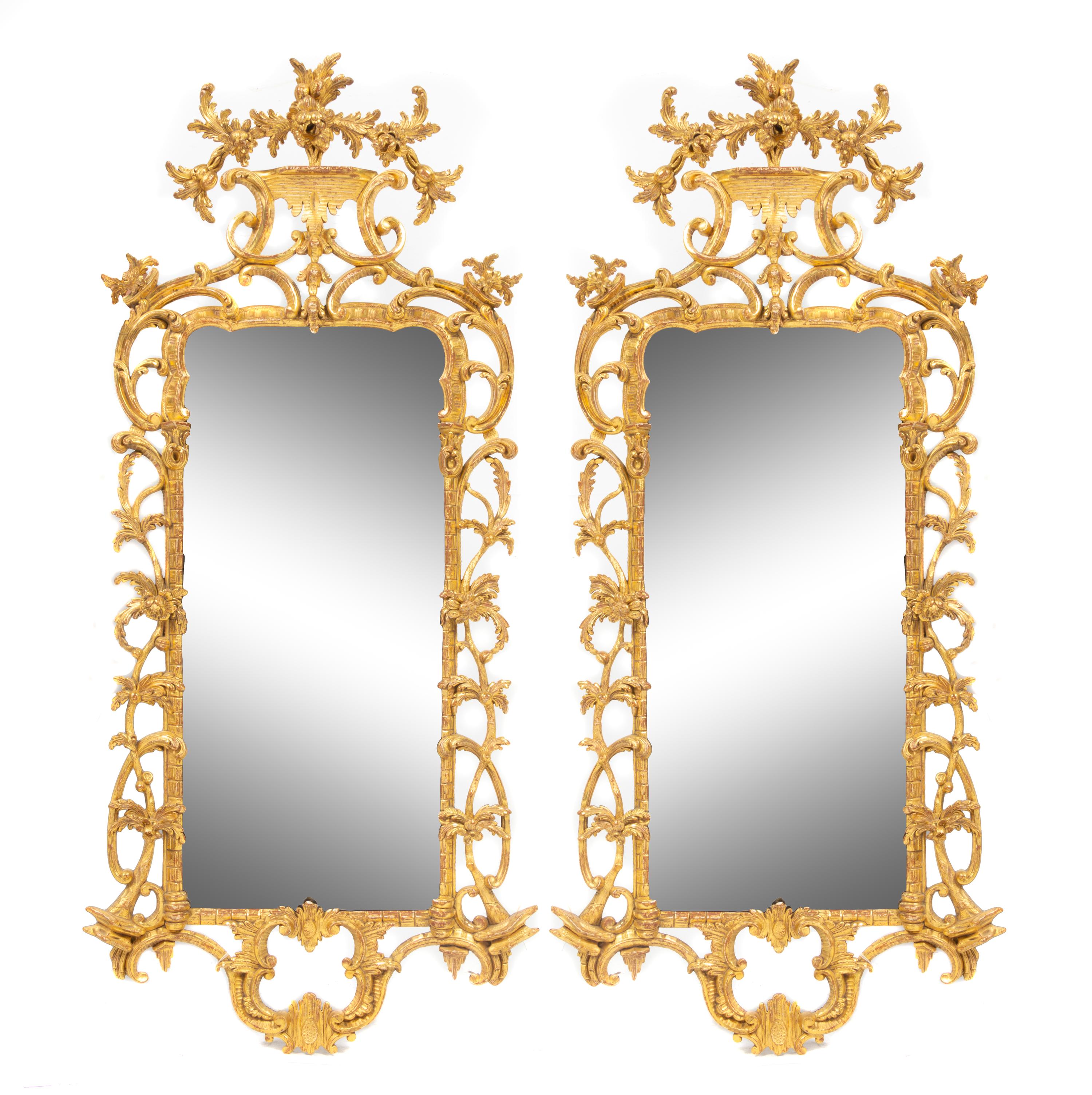 A Pair of George III Carved Giltwood Pier Mirrors