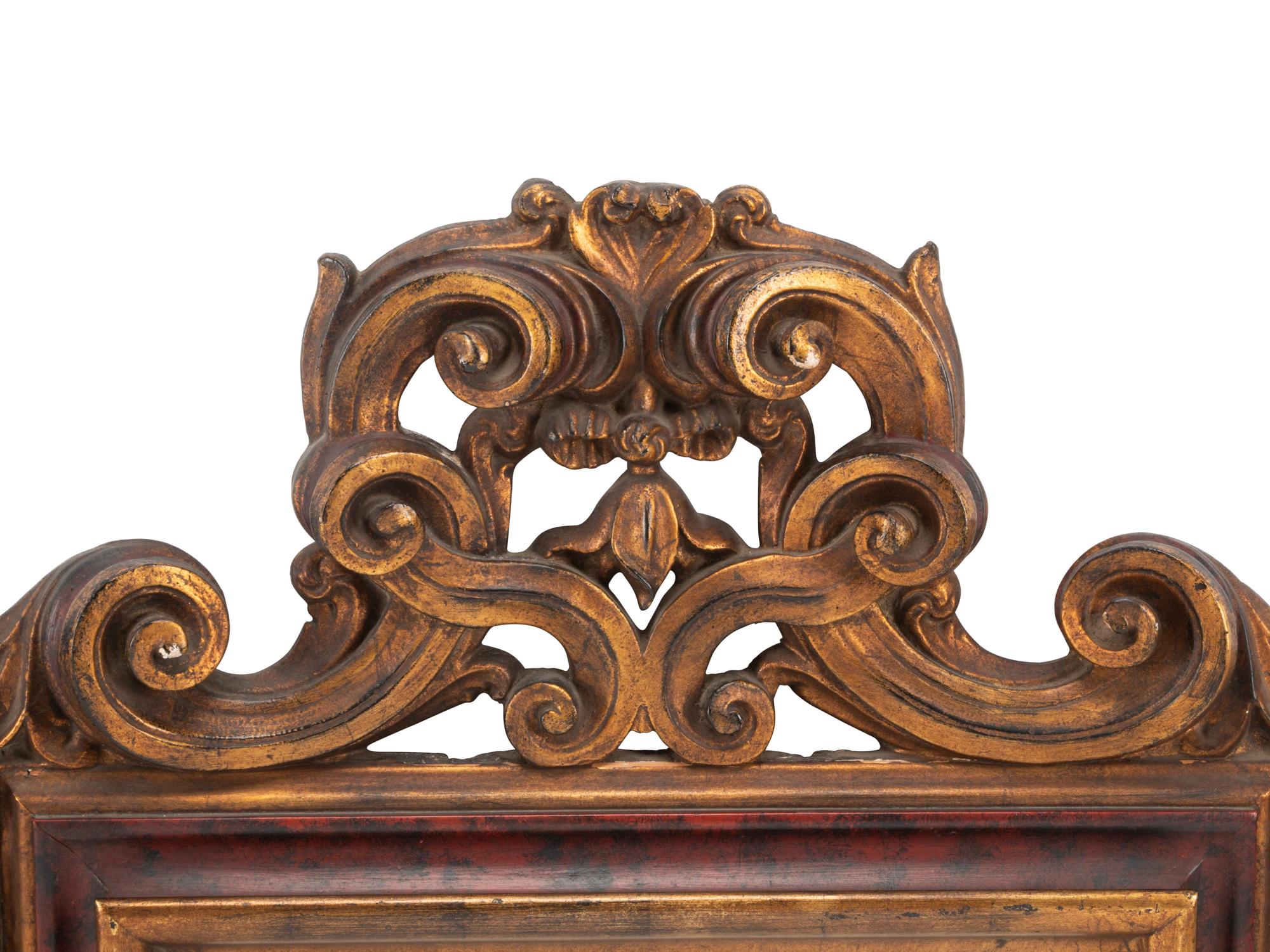 A Pair of Rococo Style Painted and Parcel Gilt Mirrors