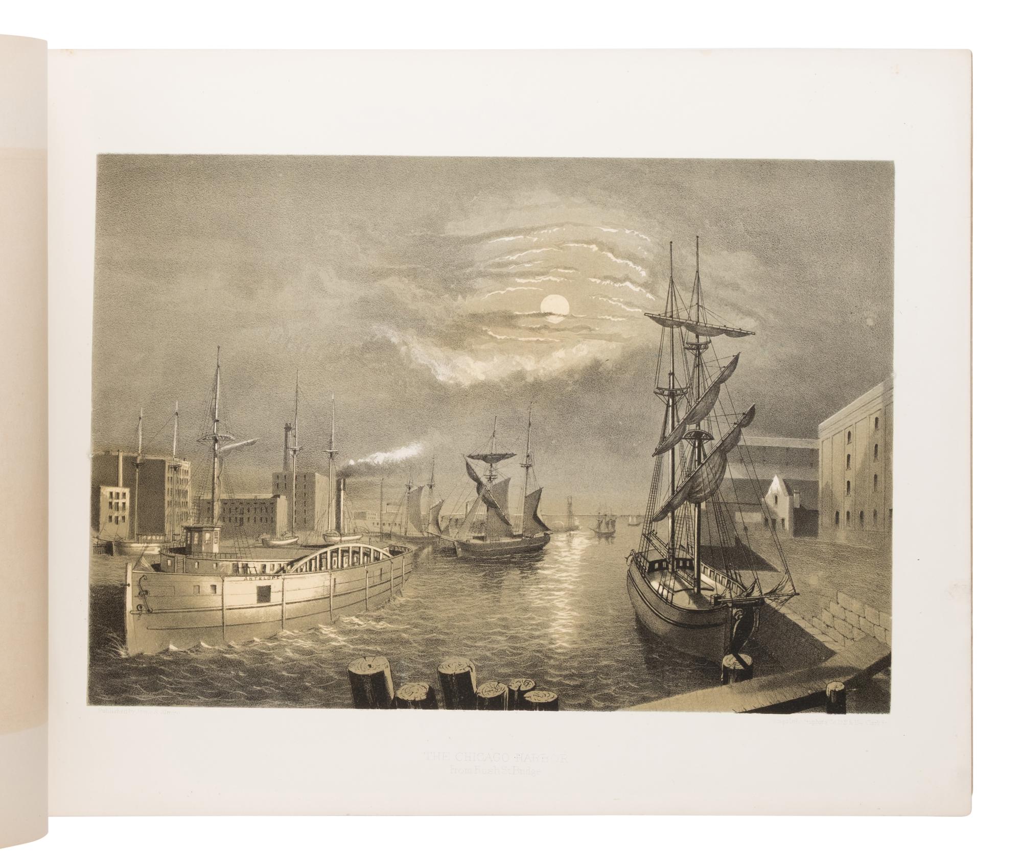 [Chicago Pre-Fire]. Sheahan, James W. (1824-1883), text, and Louis Kurz (1833-1921), artist. Chicago Illustrated. Chicago: Jevne & Almini, January 1866-January 1867.