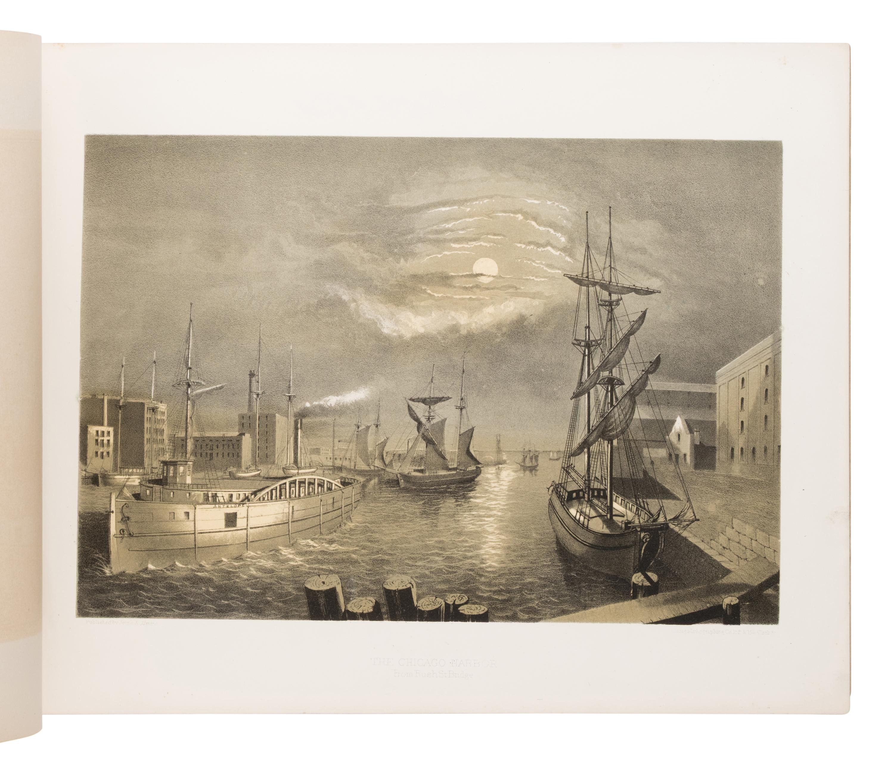 [Chicago Pre-Fire]. Sheahan, James W. (1824-1883), text, and Louis Kurz (1833-1921), artist. Chicago Illustrated. Chicago: Jevne & Almini, January 1866-January 1867.