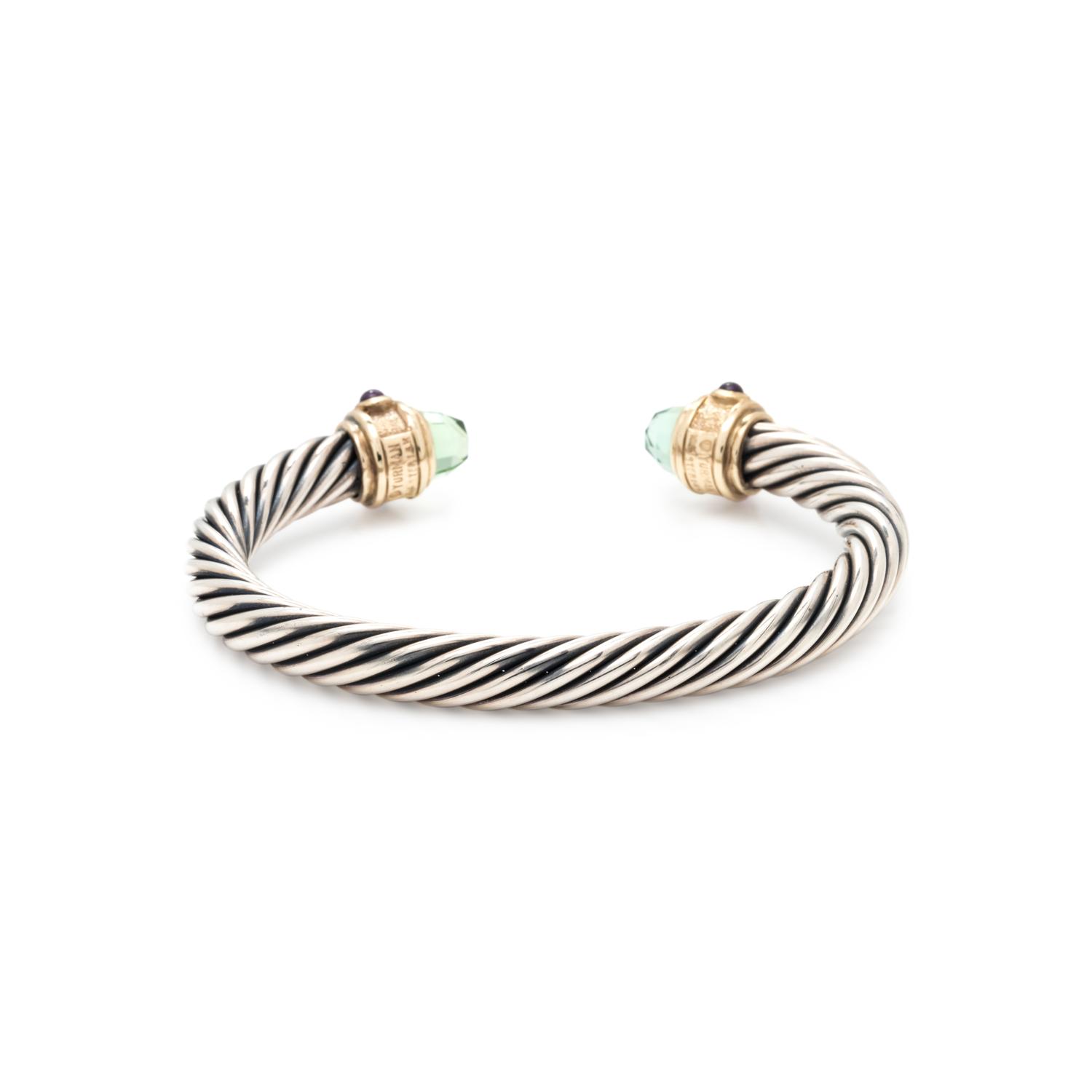 STERLING SILVER, YELLOW GOLD AND GEMSTONE 'RENAISSANCE' CUFF BRACELET