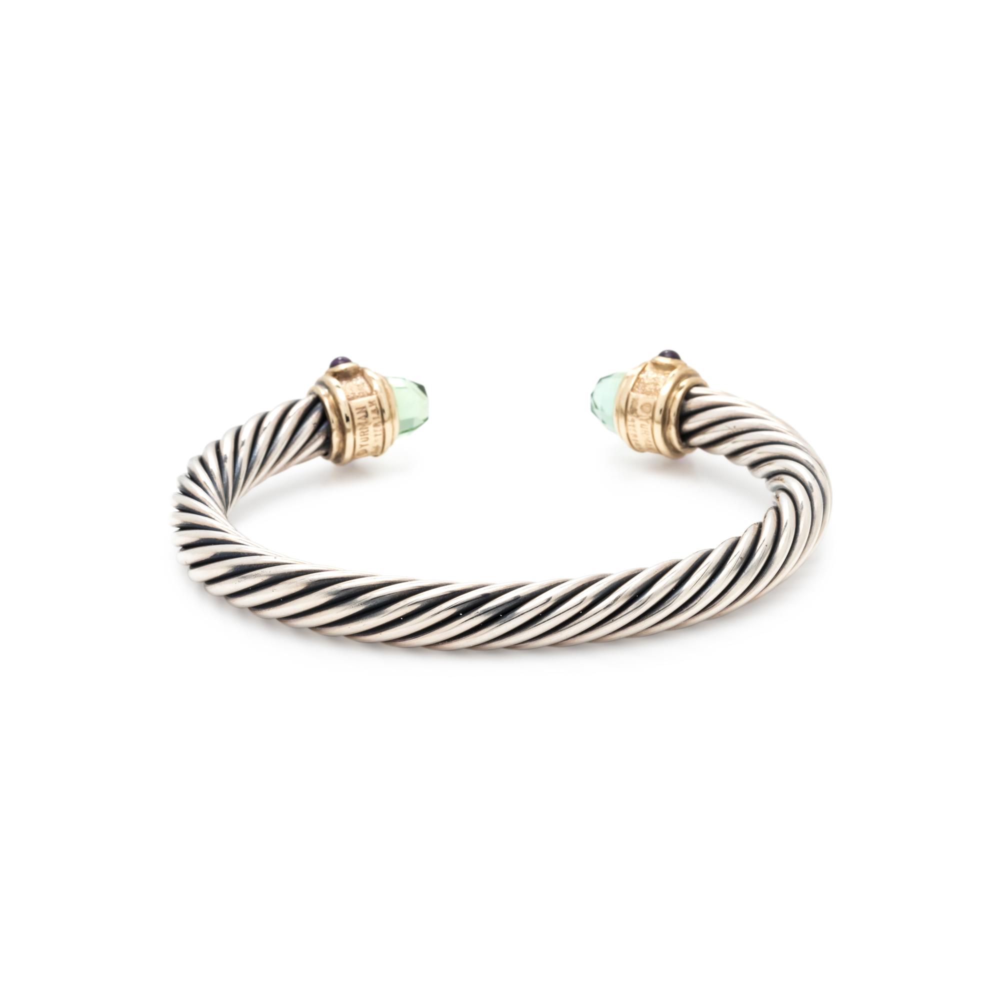 STERLING SILVER, YELLOW GOLD AND GEMSTONE 'RENAISSANCE' CUFF BRACELET