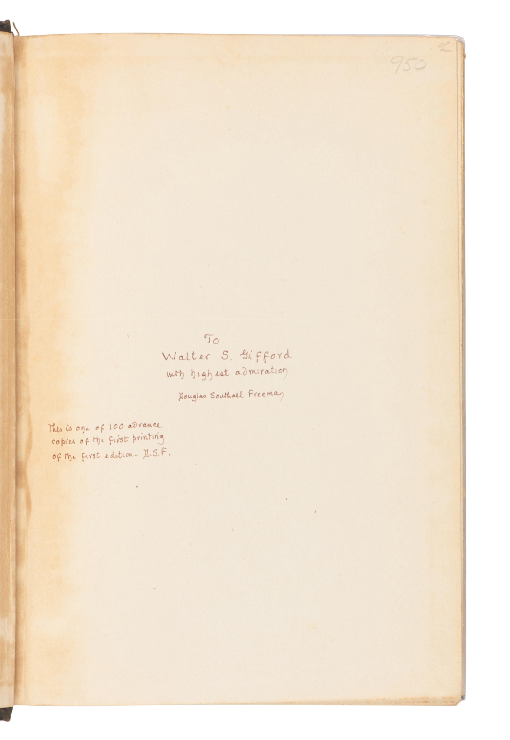 FREEMAN, Douglas Southall (1886-1953). R.E. Lee: A Biography . New York and London: Charles Scribner's Sons, 1934-1935.