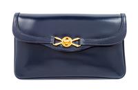 A Gucci Navy Leather Vintage Rectangular Clutch, 5.5" H x 10" W x 1" D.