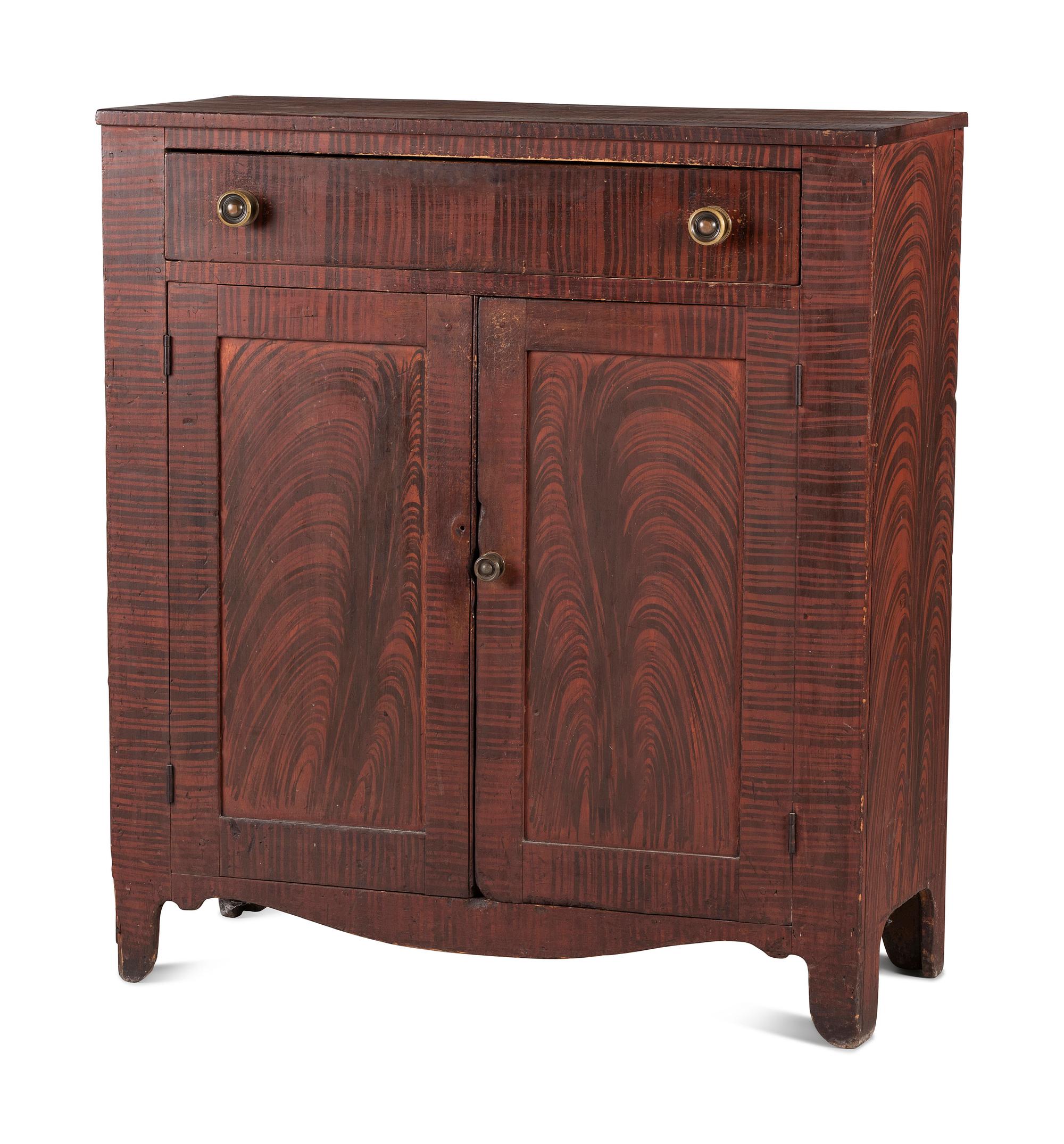 A Country Grain Painted Poplar Jelly Cupboard