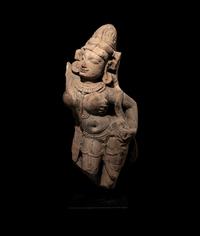 An Indian Red Sandstone Figure of a Female Deity