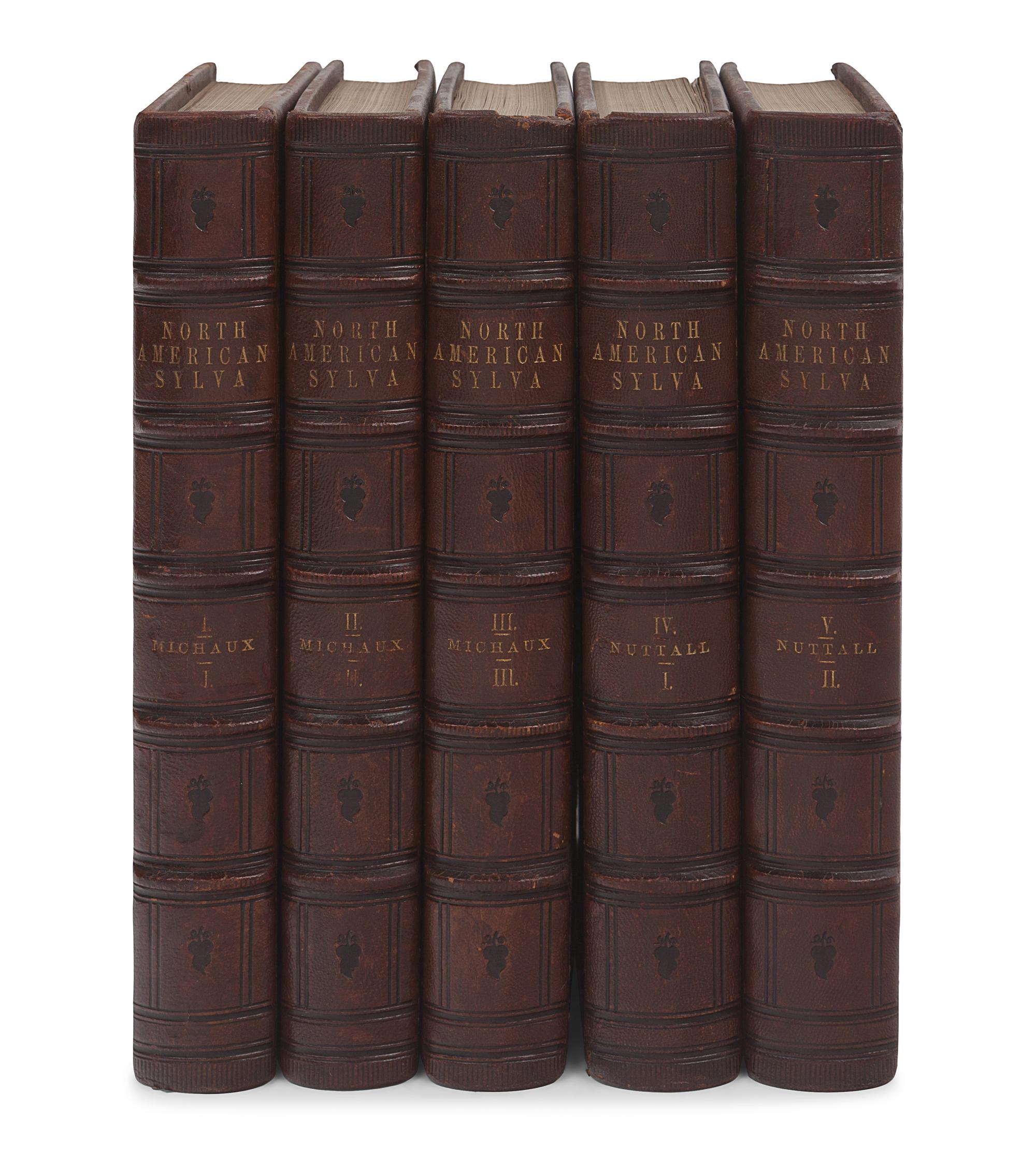 MICHAUX, François-André (1770-1855). -- NUTTALL, Thomas (1786-1859). The North American Sylva; or, A Description of the Forest Trees of the United States, Canada, and Nova Scotia . Philadelphia: D. Rice & A.N. Hart, 1859.