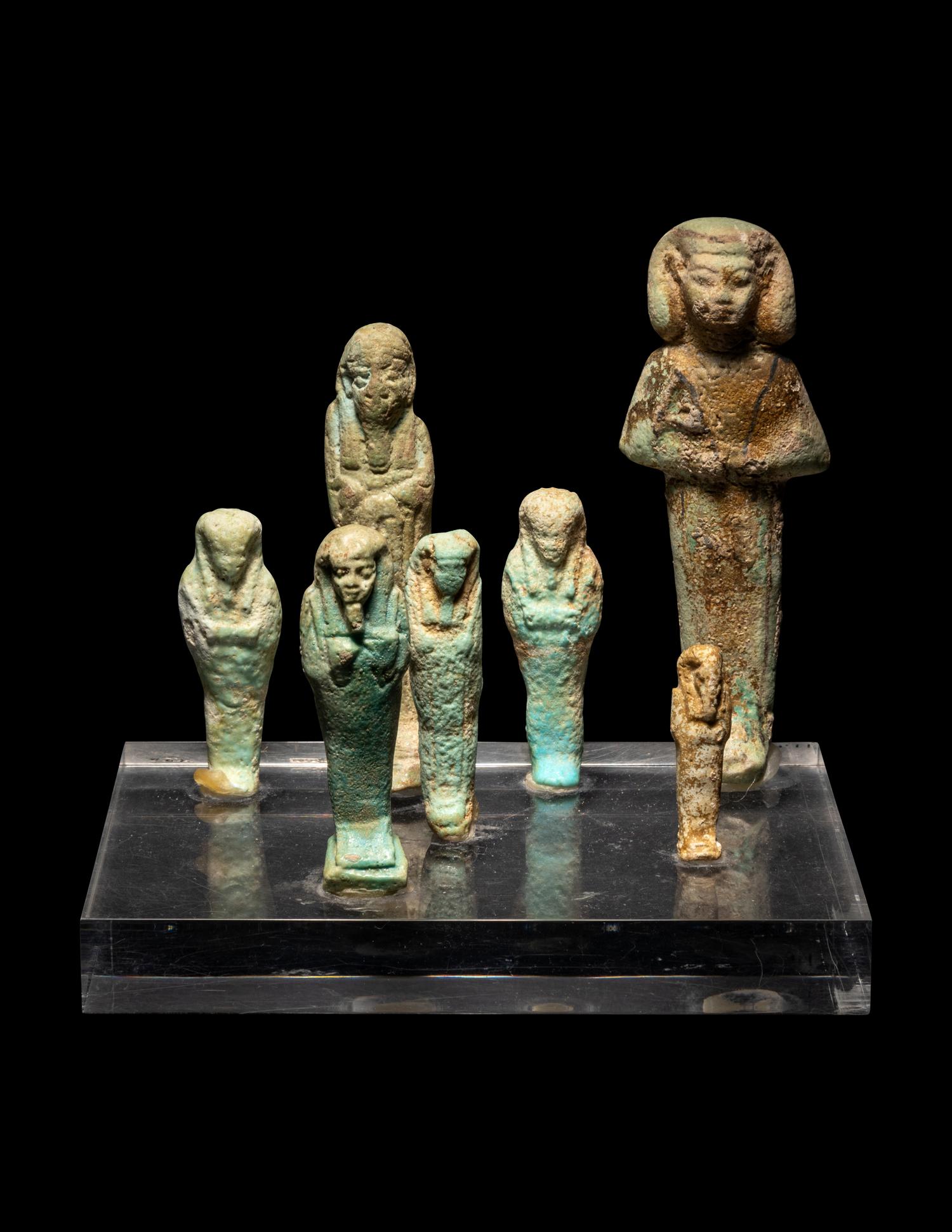 Seven Egyptian Faience Ushabtis