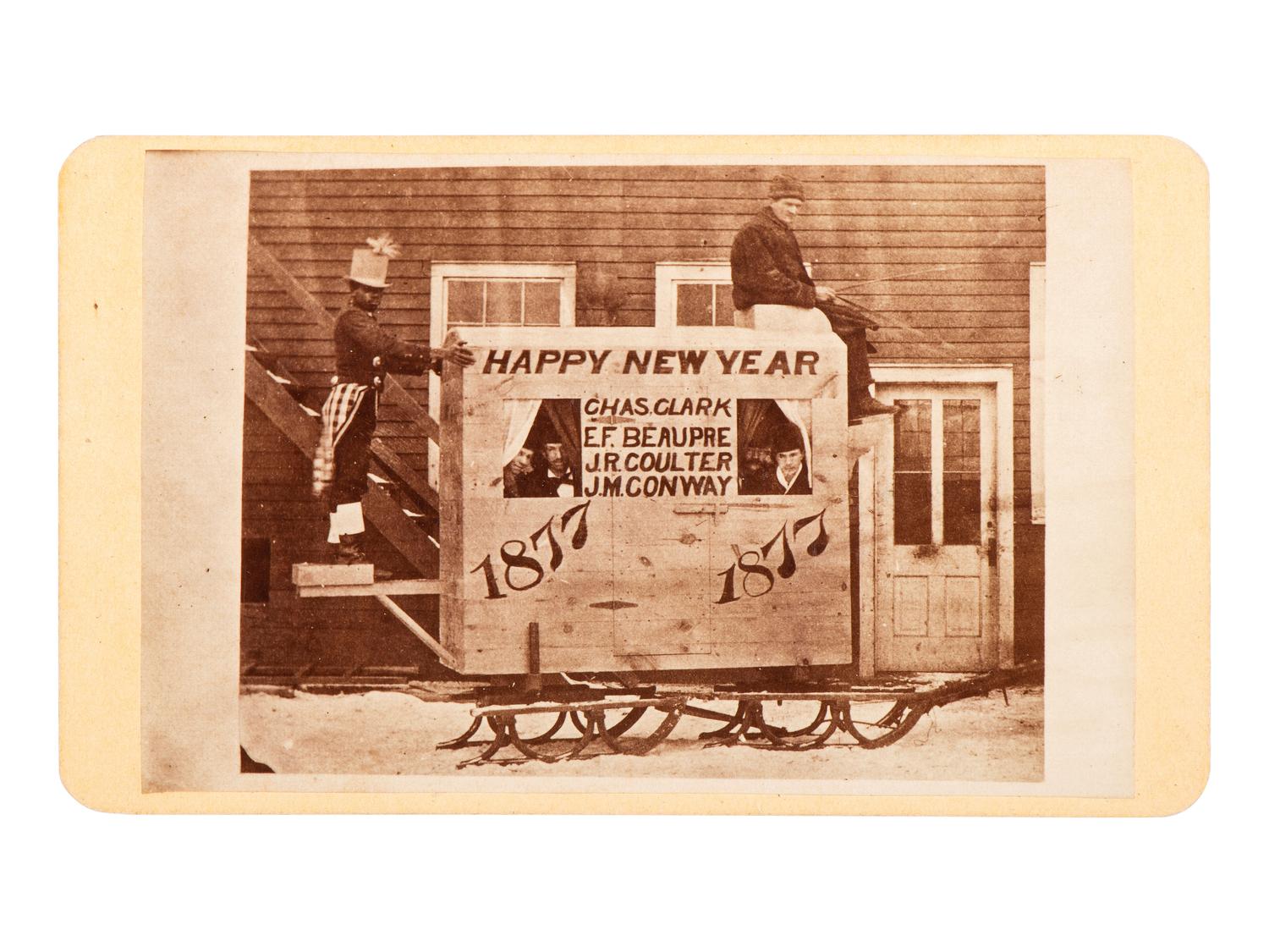 [AFRICAN AMERICANA - EARLY PHOTOGRAPHY]. Happy New Year . CDV featuring African American subject. 1877.