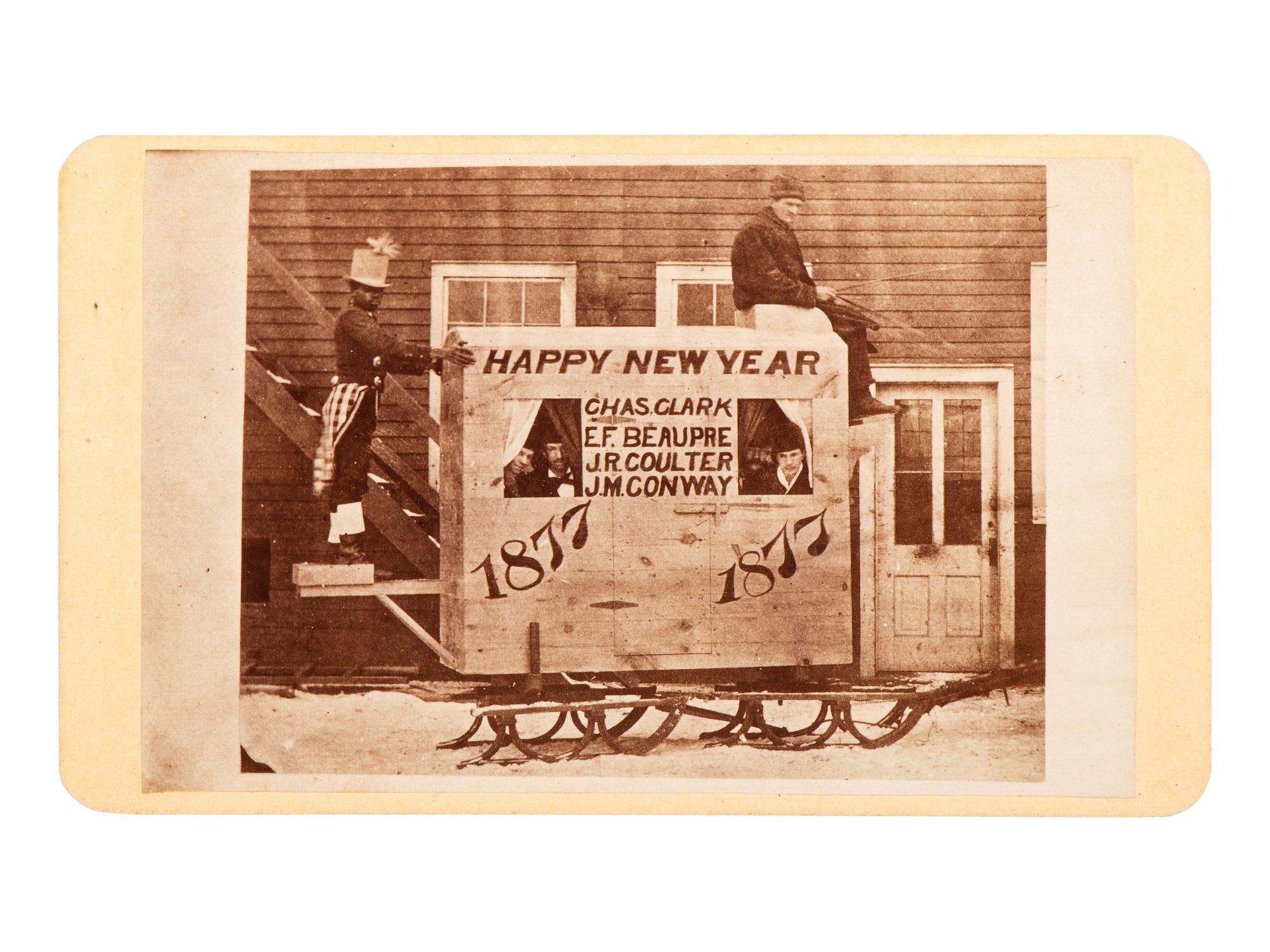 [AFRICAN AMERICANA - EARLY PHOTOGRAPHY]. Happy New Year . CDV featuring African American subject. 1877.