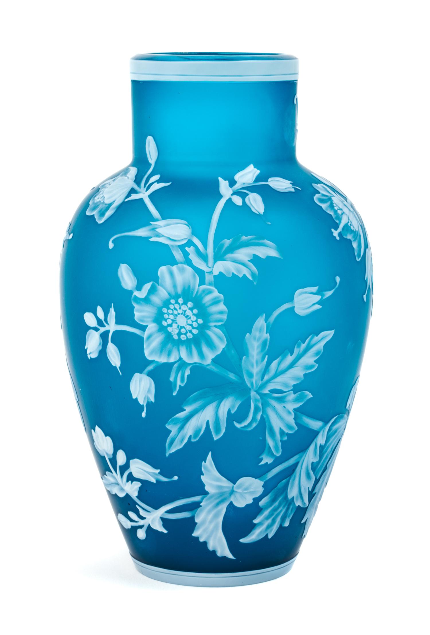 English, LATE 19TH CENTURY, a cameo glass vase, of ovoid form with floral decoration