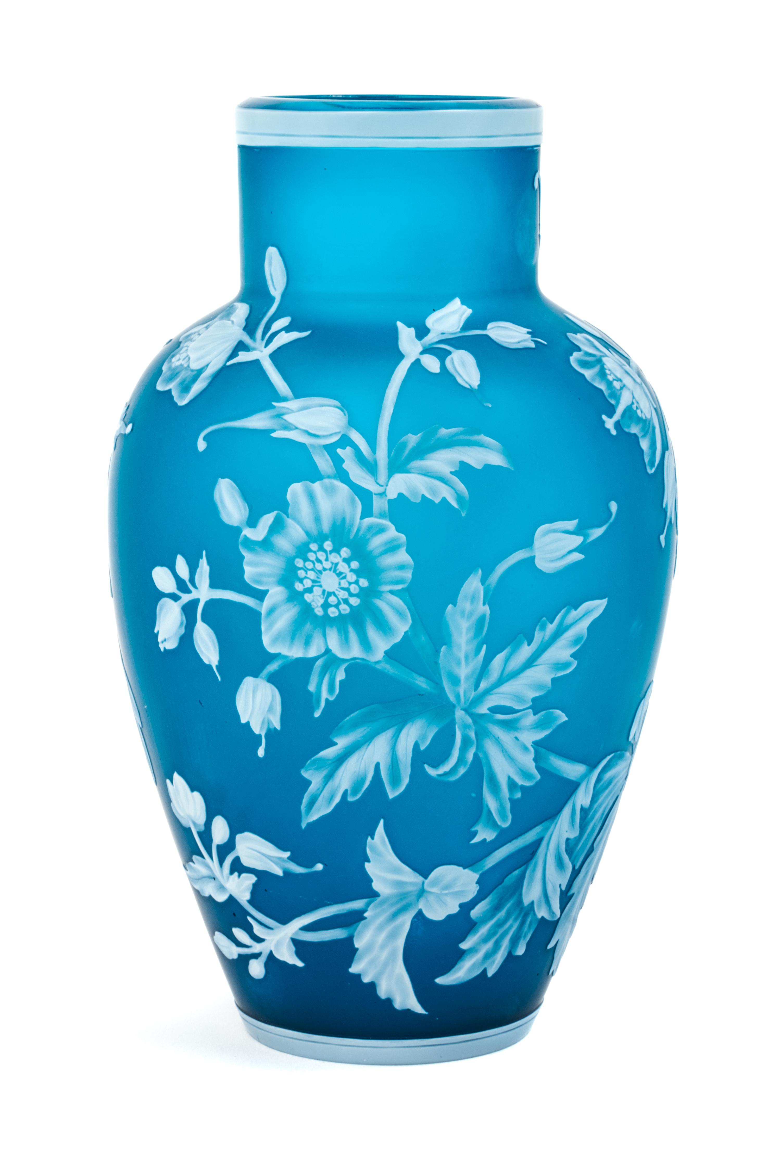 English, LATE 19TH CENTURY, a cameo glass vase, of ovoid form with floral decoration