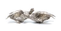 A Pair of Italian Silver Figural Birds, Nava & Nancini Largest height 6 x width 8 x length 12 inches. — LATE 20TH CENTURY
