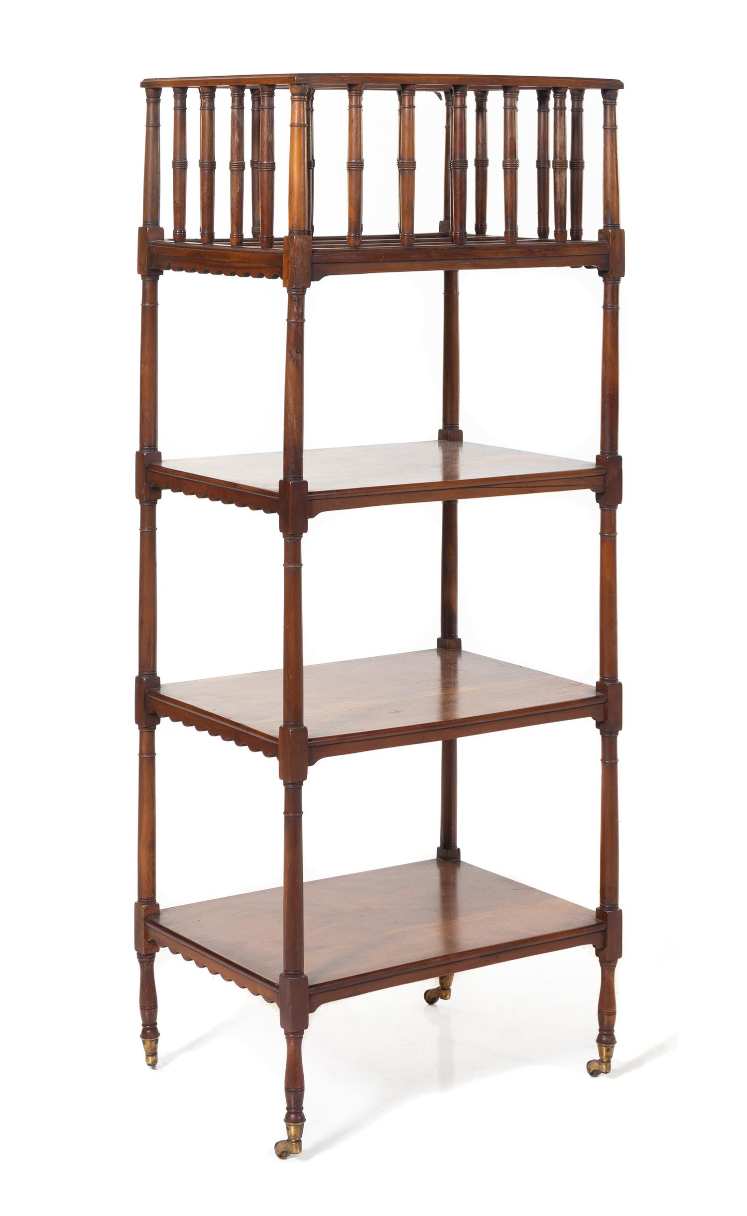 A Regency Style Mahogany Etagere Height 48 1/2 x width 18 x depth 13 inches. — 19TH CENTURY