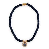 Bulgari, French, Yellow Gold, Sapphire, Diamond, and Silk Cord Necklace