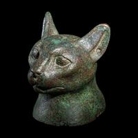 An Egyptian Bronze Bust of a Cat