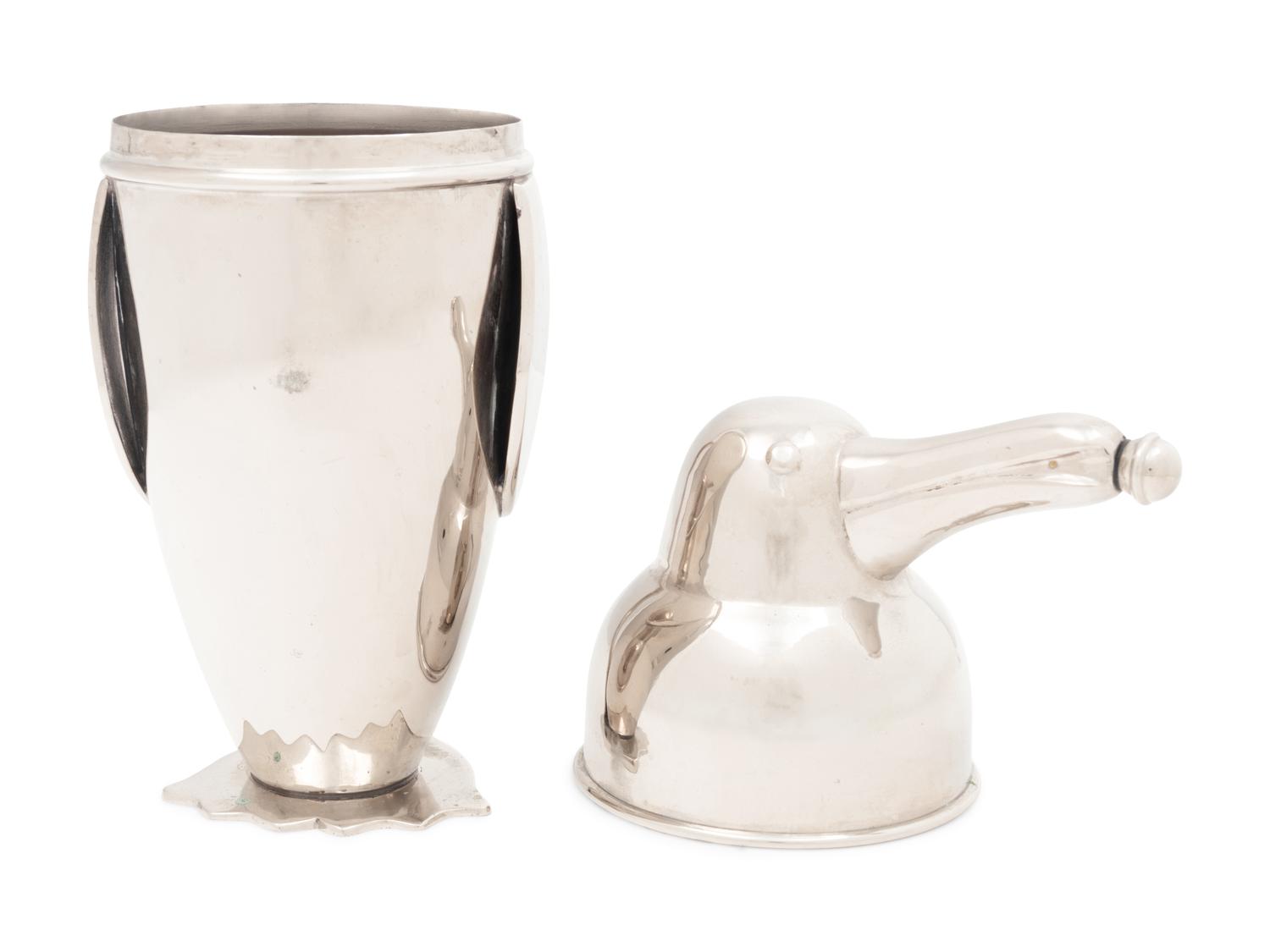 A Chromed Metal Penguin Cocktail Shaker