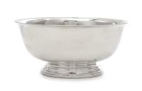 An American Silver Revere Bowl, Gorham Mfg. Co., Providence, RI, of typical form, having a flared rim and raised on a stepped circular