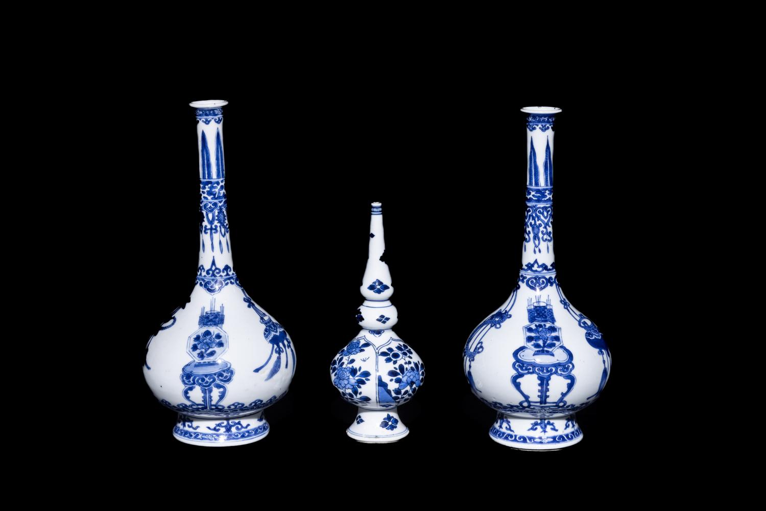 Three Chinese Blue and White Porcelain Vases