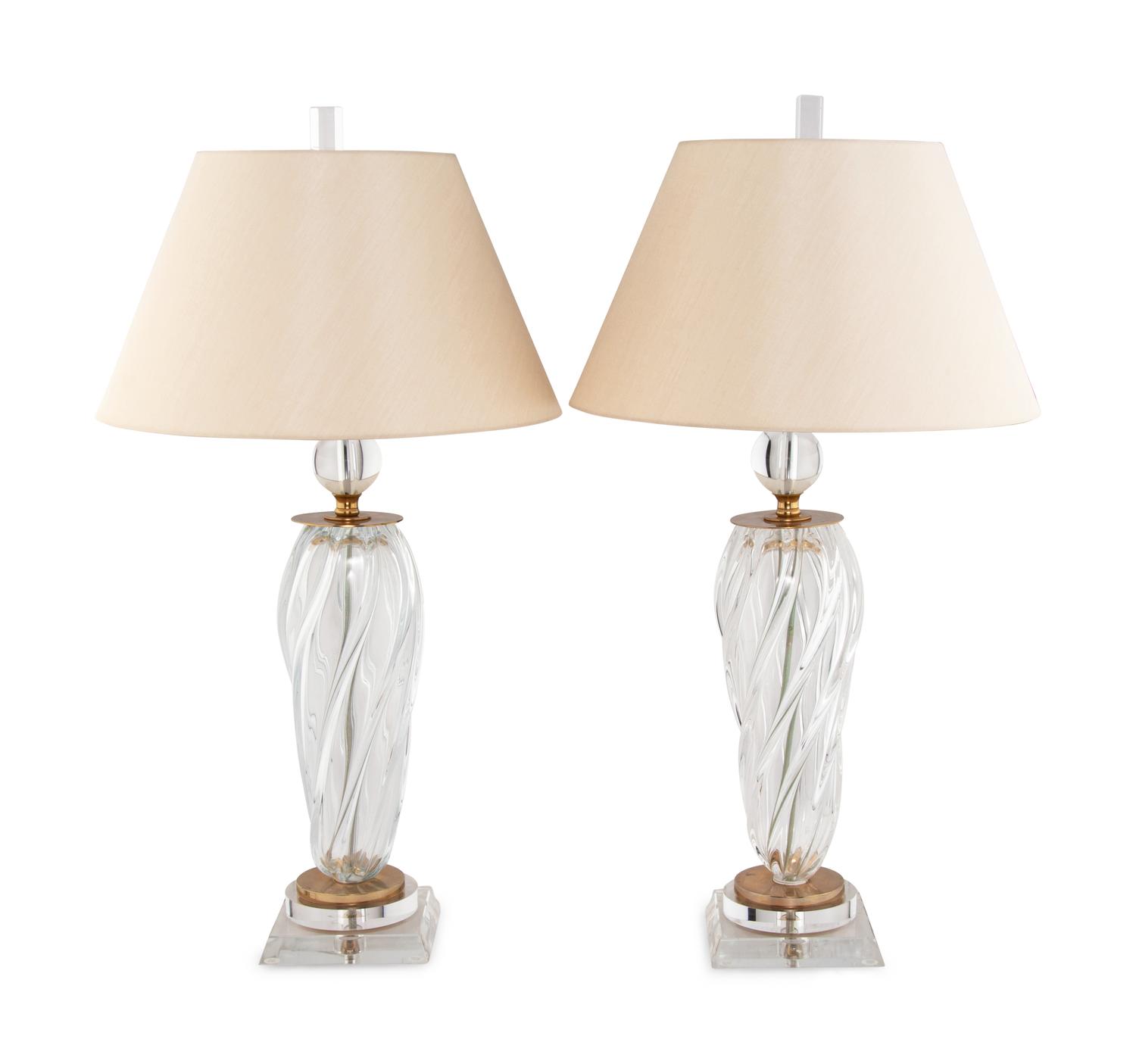 A Pair of Blown Glass Table Lamps