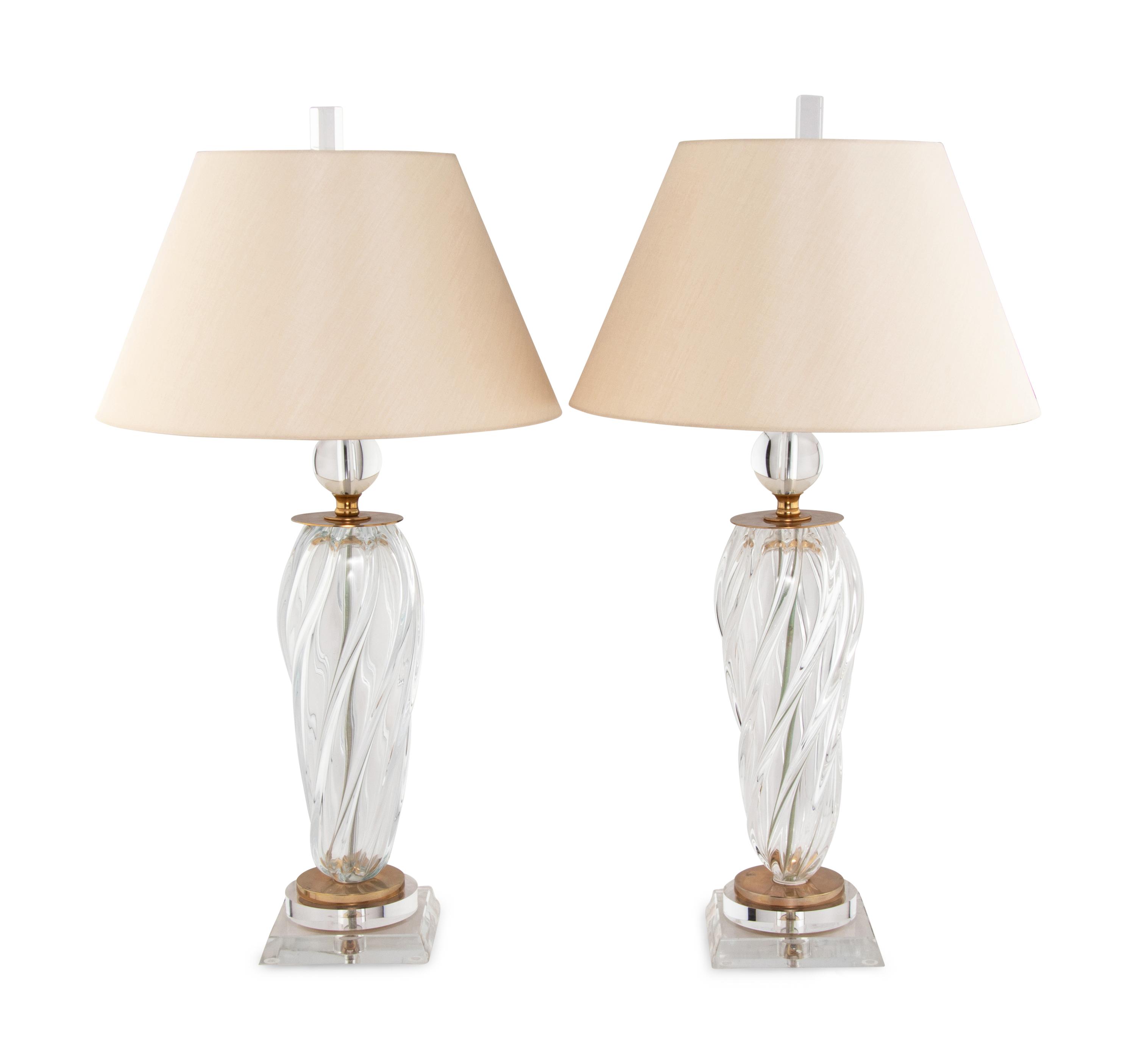A Pair of Blown Glass Table Lamps