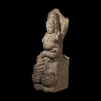 An Indonesia Figure of Kubera, Central Java, 9th Century 九世紀 爪窪石雕毗罗坐像
