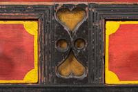 A Soap Hollow Stencil-Decorated and Heart-Carved Poplar Two-Drawer Blanket Chest