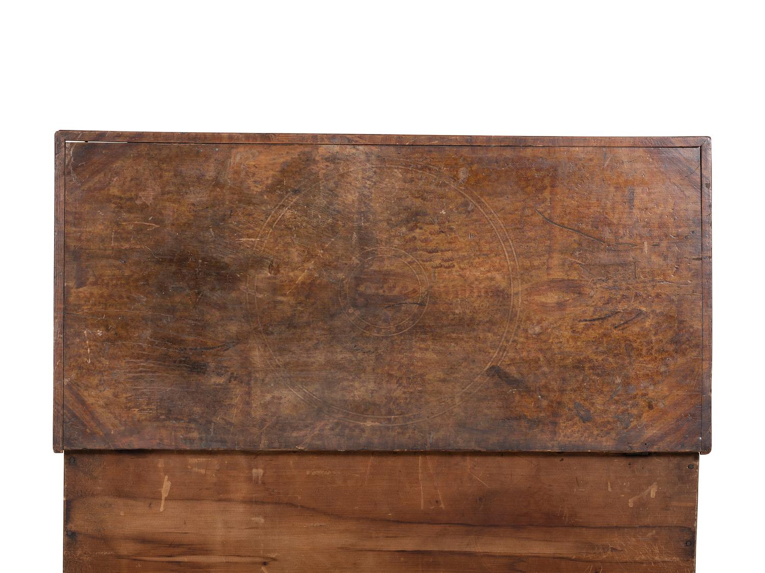 A Country Grain Paint and Compass Decorated Pine Blanket Chest