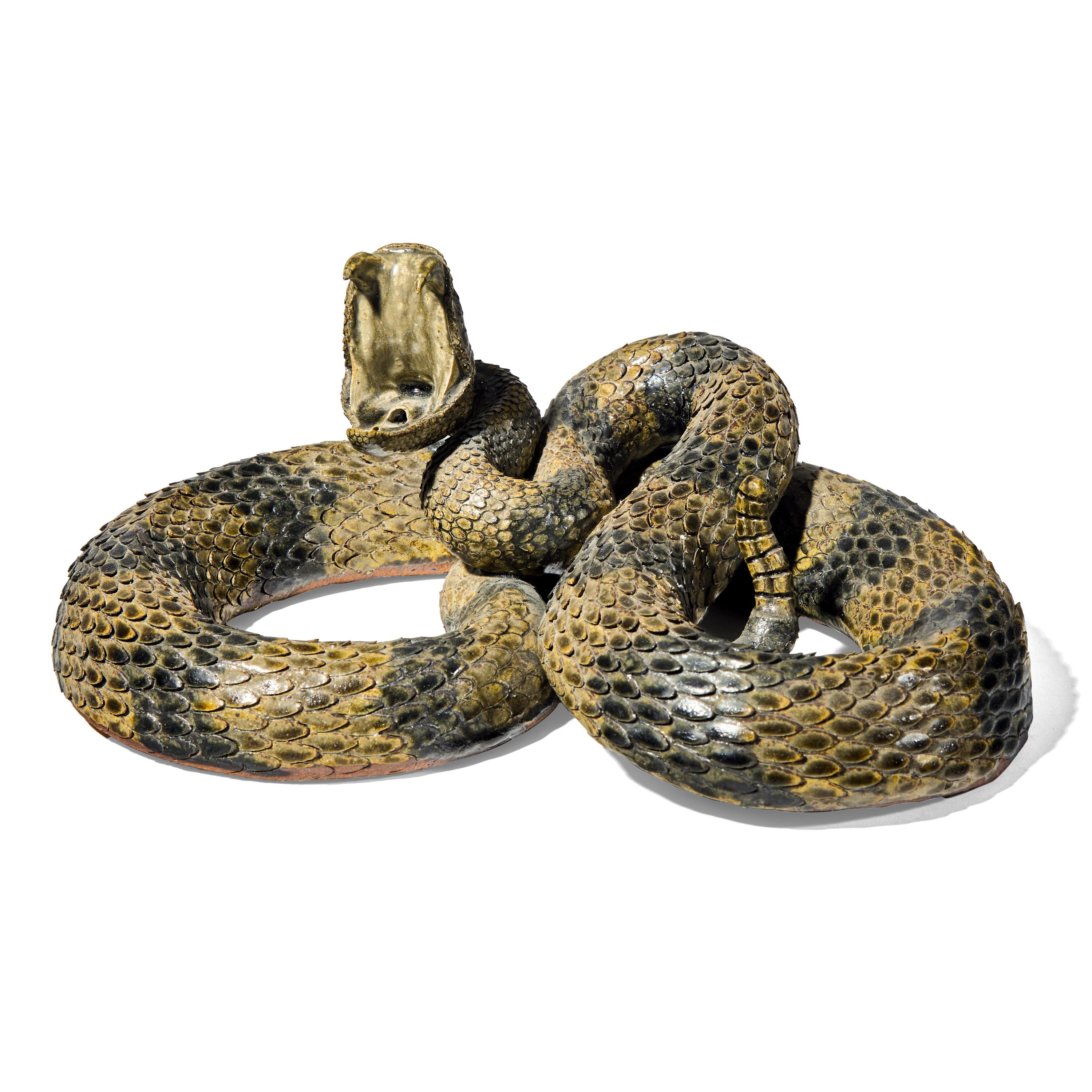 Michael Crocker (b. 1956) and Melvin S. Crocker (b. 1959), A Glazed Stoneware Work: Rattlesnake