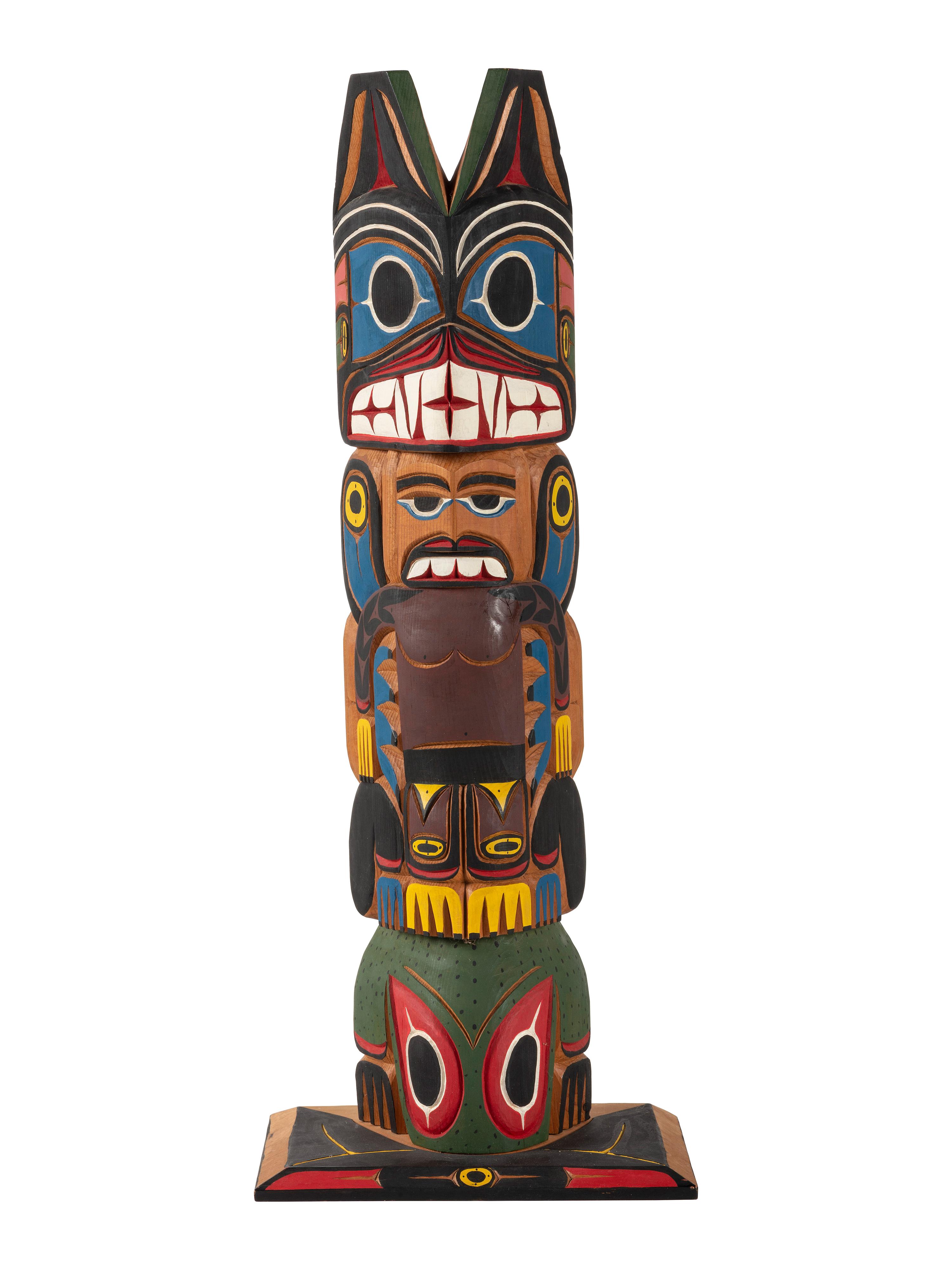 Northwest Coast Carved and Painted Totem Pole